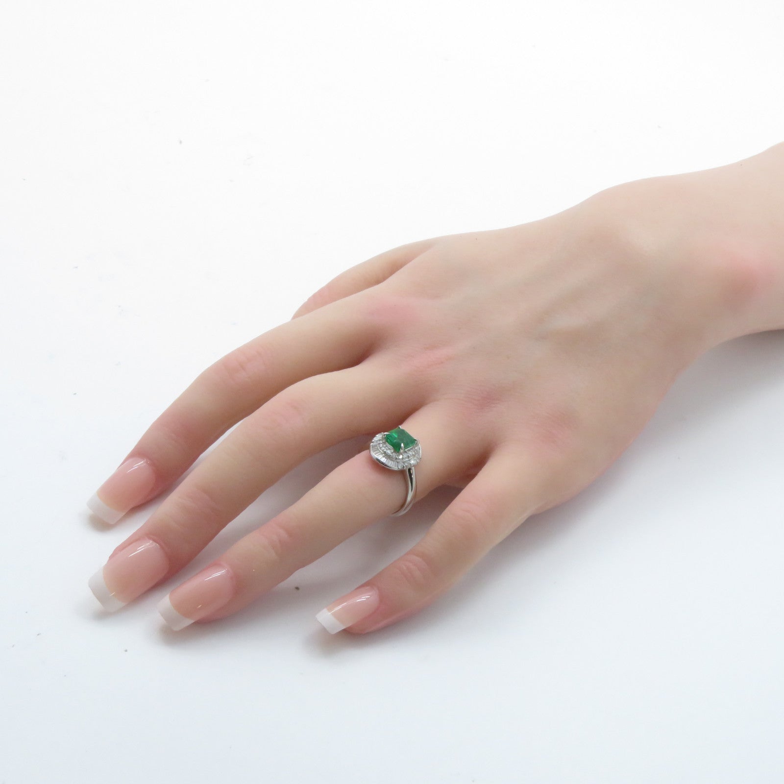 JEWELRY 【激減優惠】PT900鉑金Emerald Diamond Ring 1.39ct綠寶石/0.71ct鑽石戒指US#5