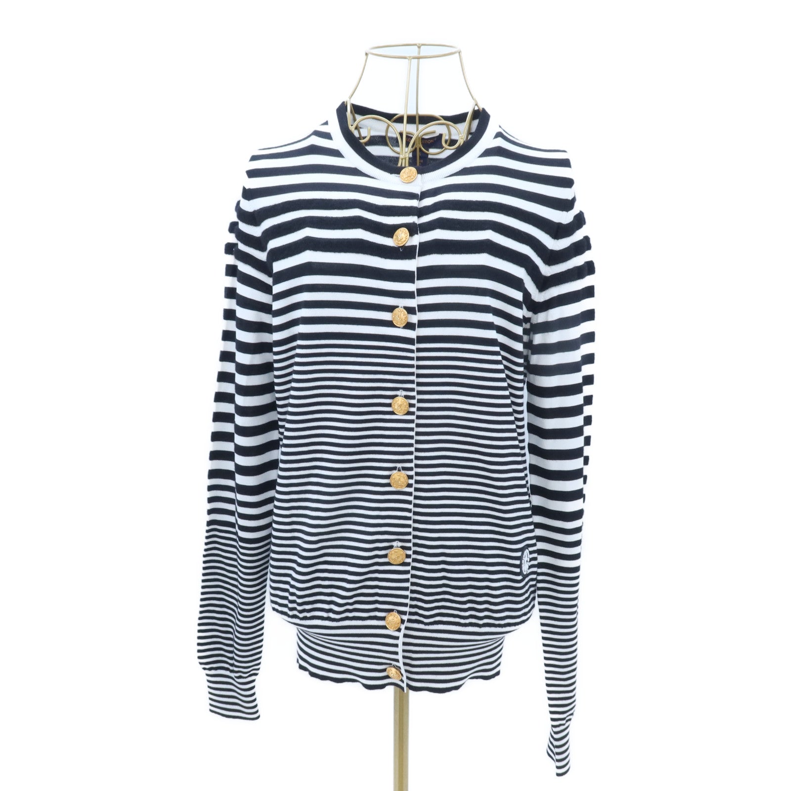 LOUIS VUITTON Silk/Wool Mixed Stripe Knit Cardigan針織