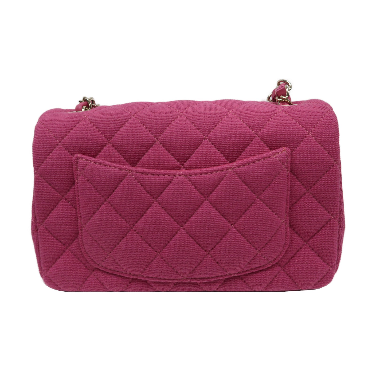 CHANEL 菱格帆布Chain Shoulder Bag金扣鏈帶肩背袋粉紅色