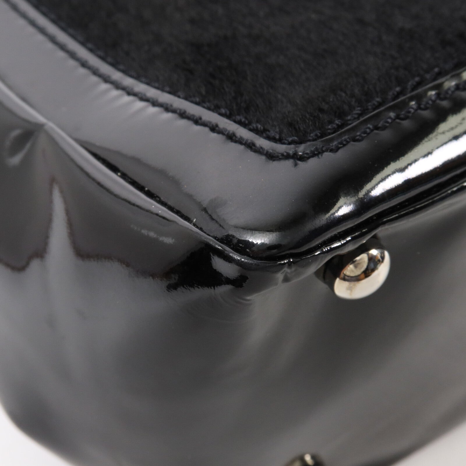 CHANEL 馬毛/漆皮皮革CC Pocket Tote鏈帶肩背袋