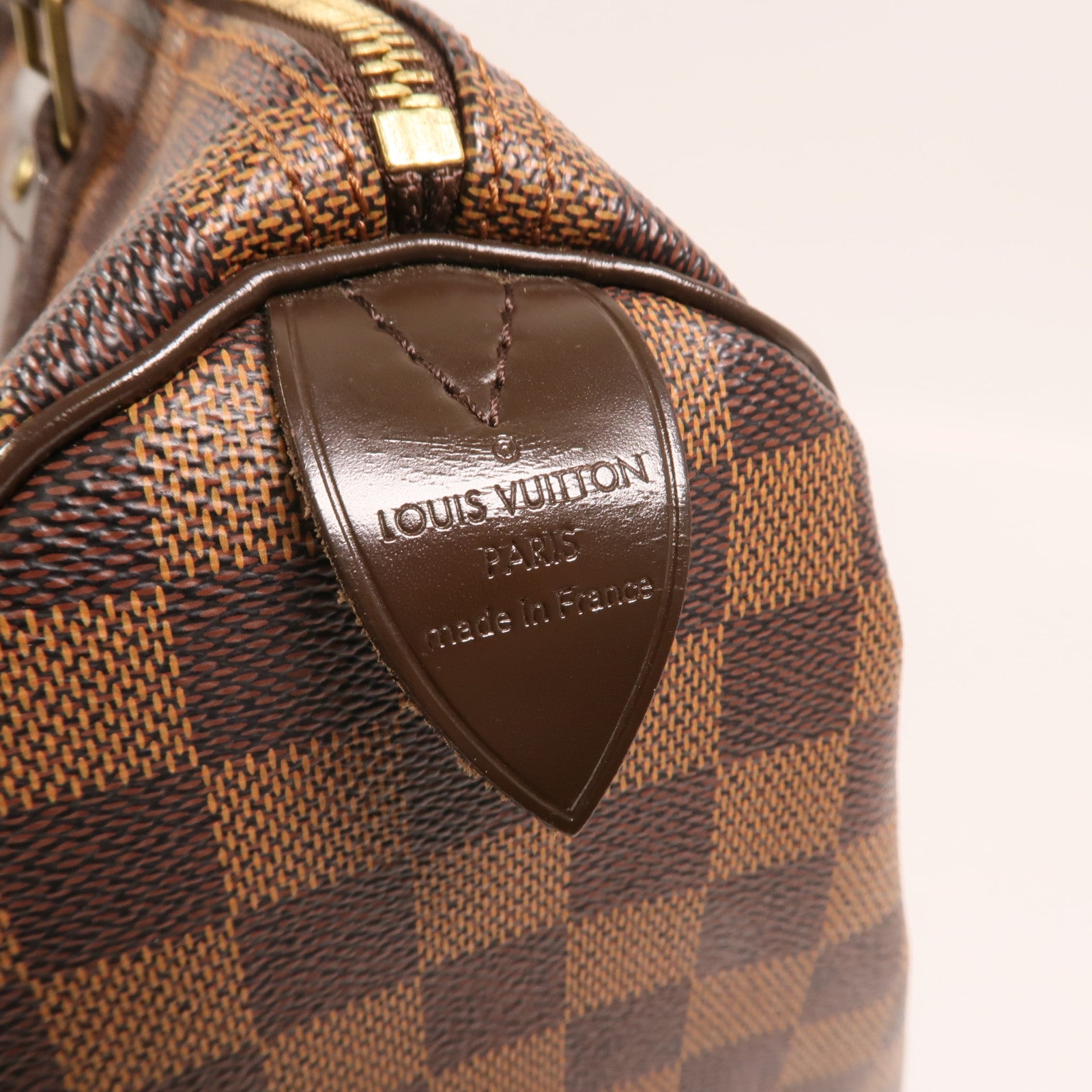 LOUIS VUITTON Damier Speedy 30金扣手挽袋