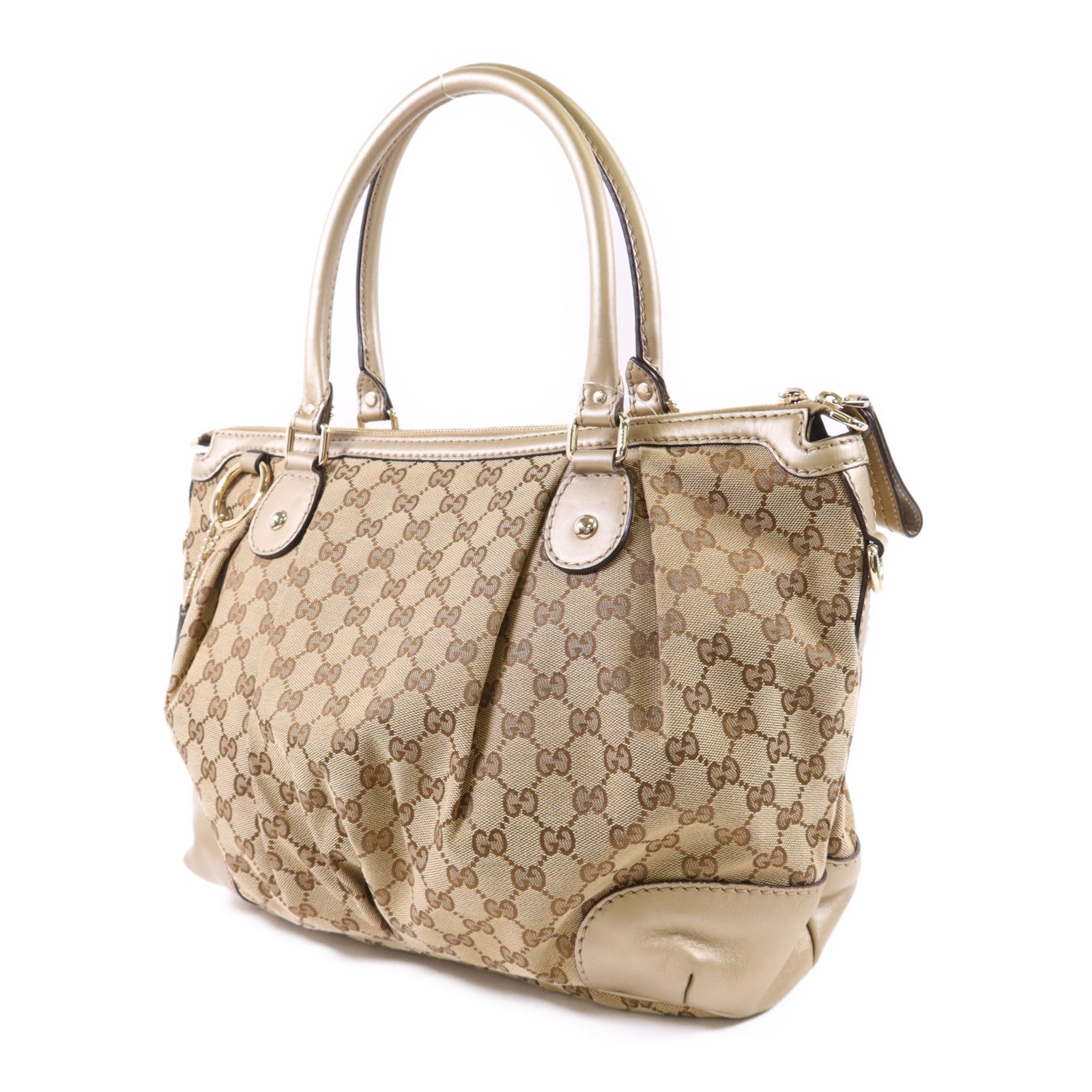 GUCCI 帆布2 Way Shoulder Bag金扣手挽肩背兩用袋