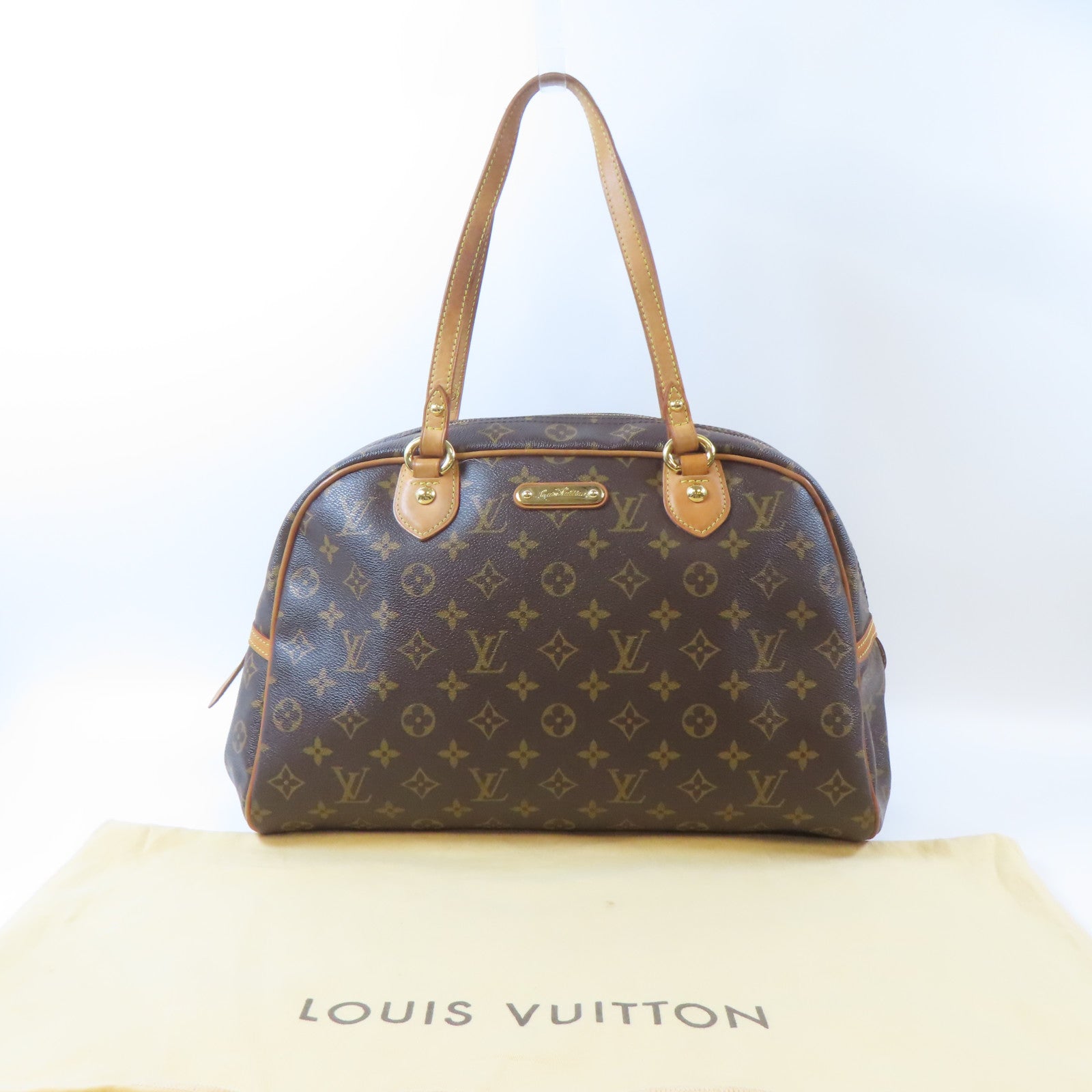LOUIS VUITTON Monogram Montorgueil GM金扣肩背袋啡色