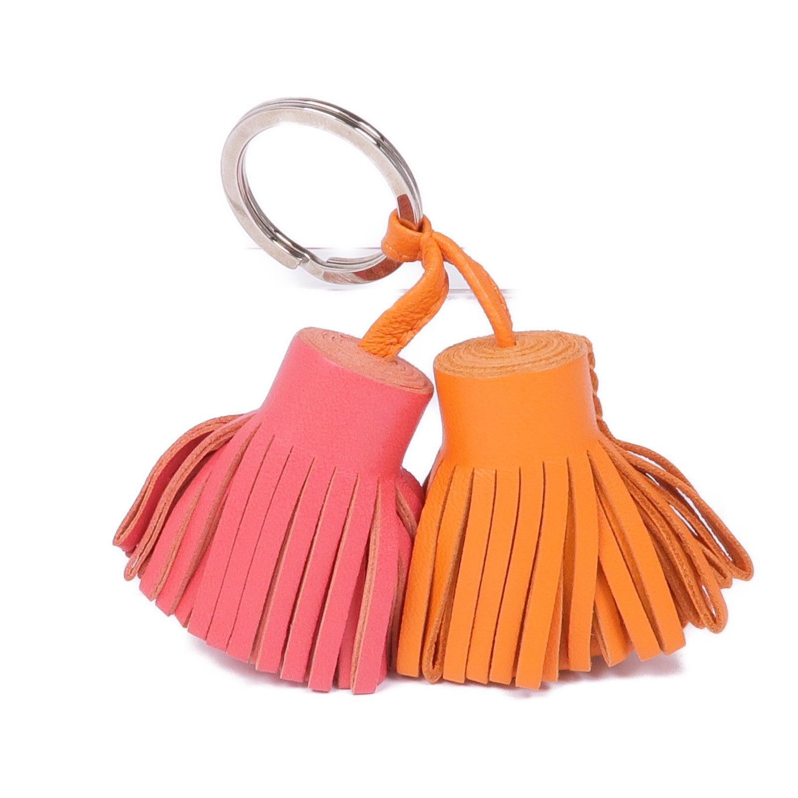 HERMES Swift皮革Double Carmen銀扣掛飾Rose Jaipur/Orange