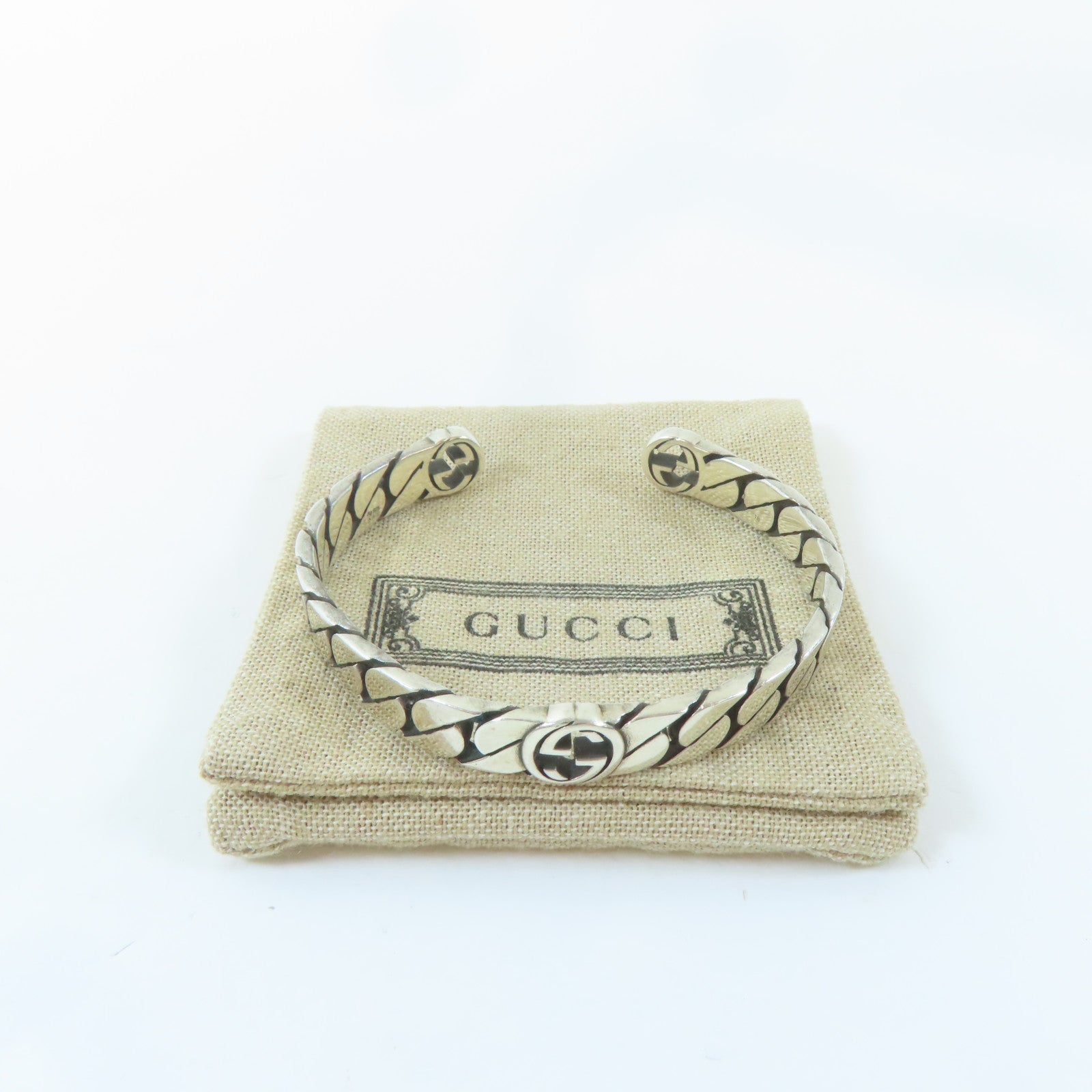 GUCCI 925純銀Bangle手鐲銀色