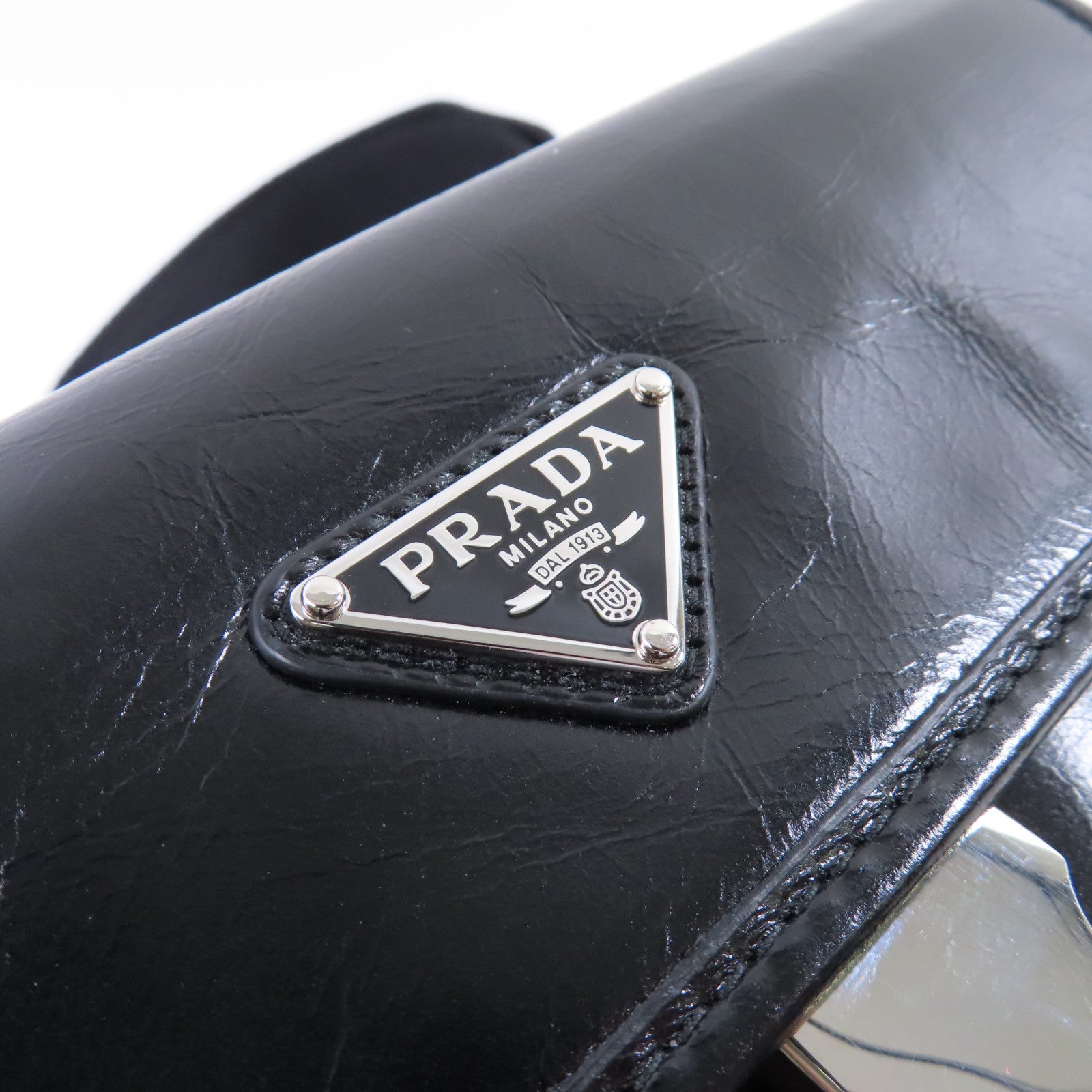 PRADA 牛皮皮革2Way Shoulder Bag銀扣腰包肩背兩用袋黑色