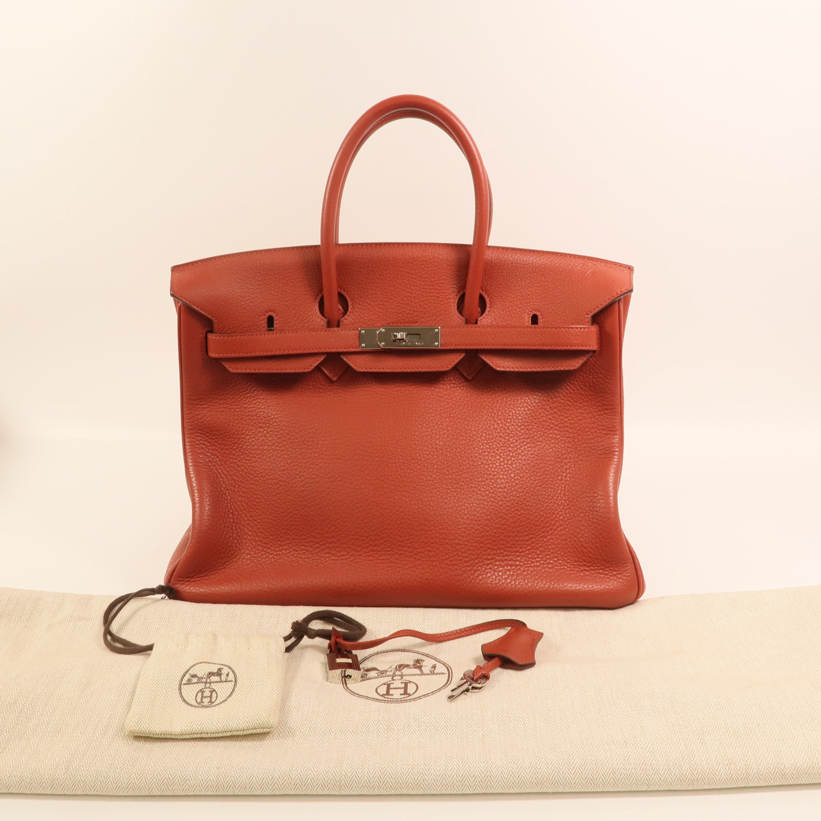 HERMES Togo皮革Birkin 35銀扣手挽袋Terre Battue
