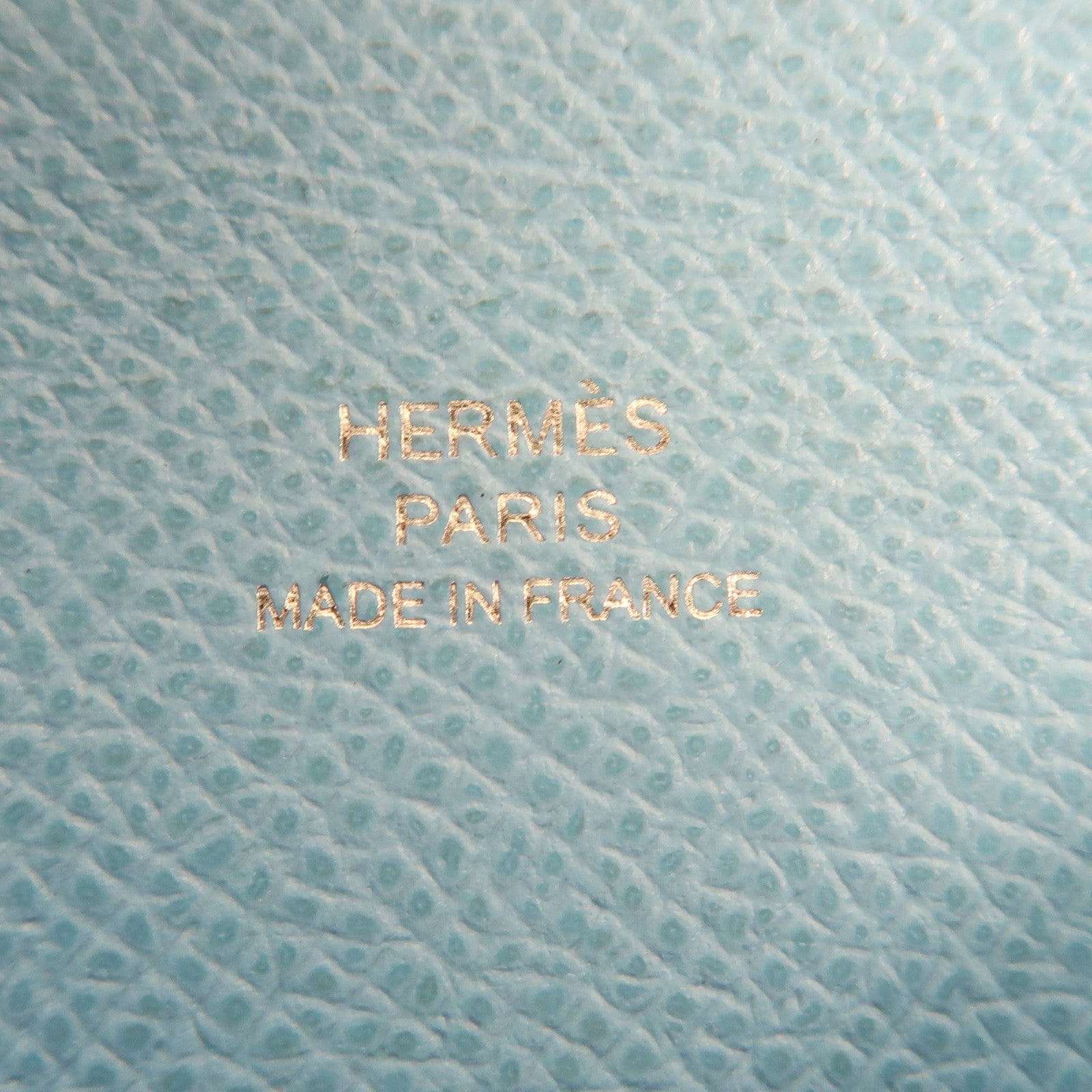 HERMES Epsom皮革Calvi銀扣卡片套Bleu Aztec淺藍色