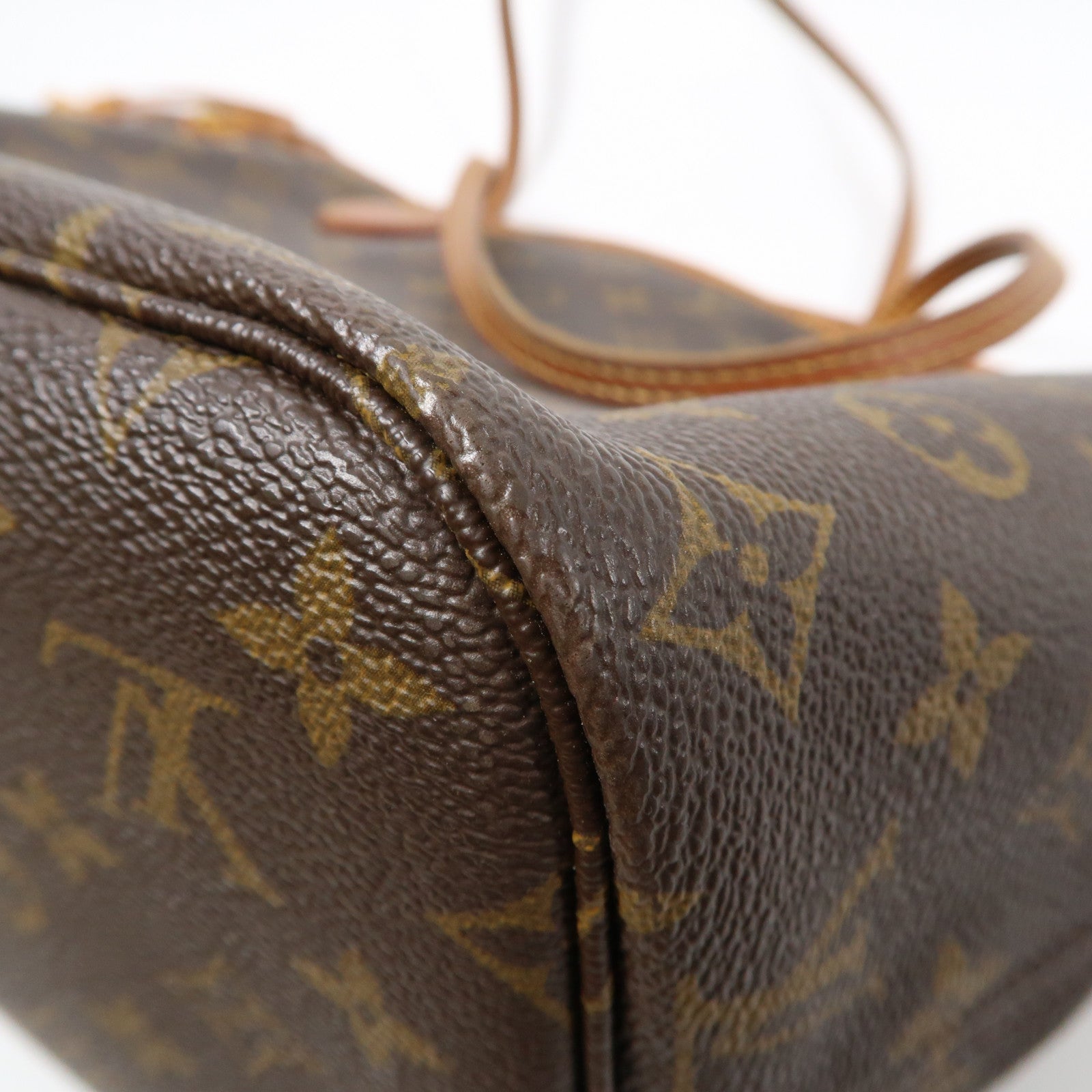 LOUIS VUITTON Monogram Neverfull MM金扣手挽袋啡色