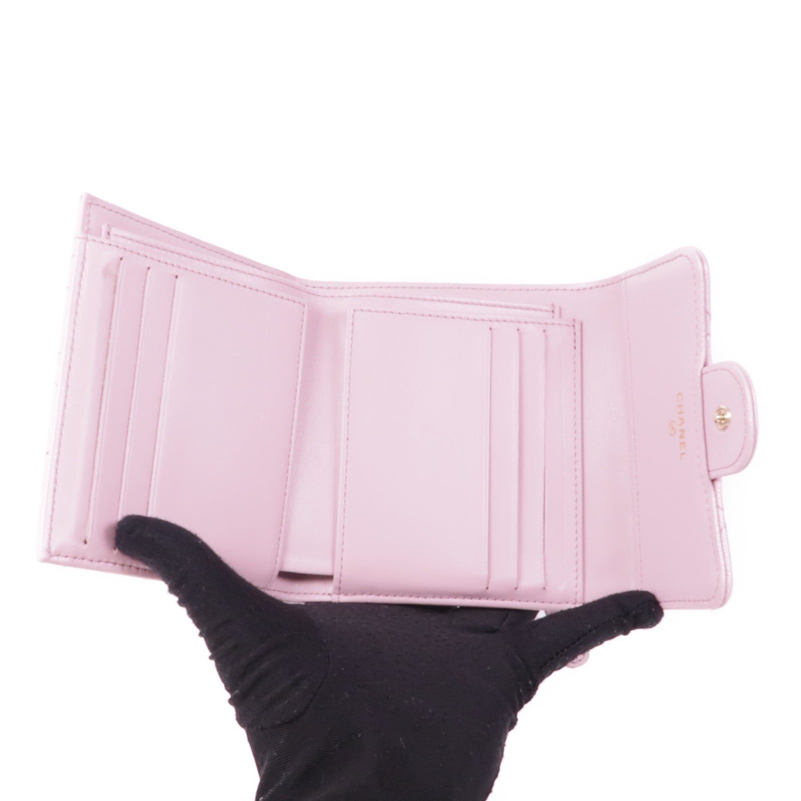 CHANEL 牛皮皮革Wallet金扣錢包