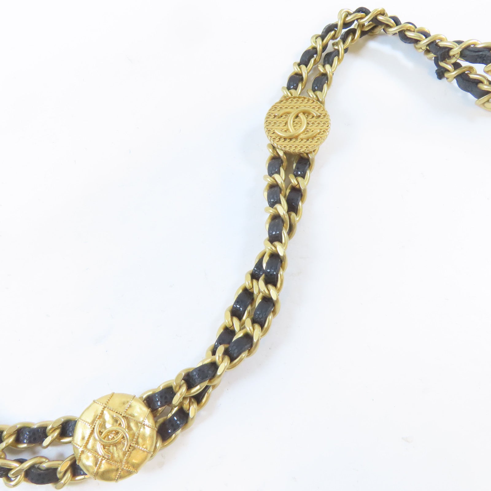 CHANEL 菱格牛皮皮革Wallet On Chain金扣鏈帶肩背袋黑色