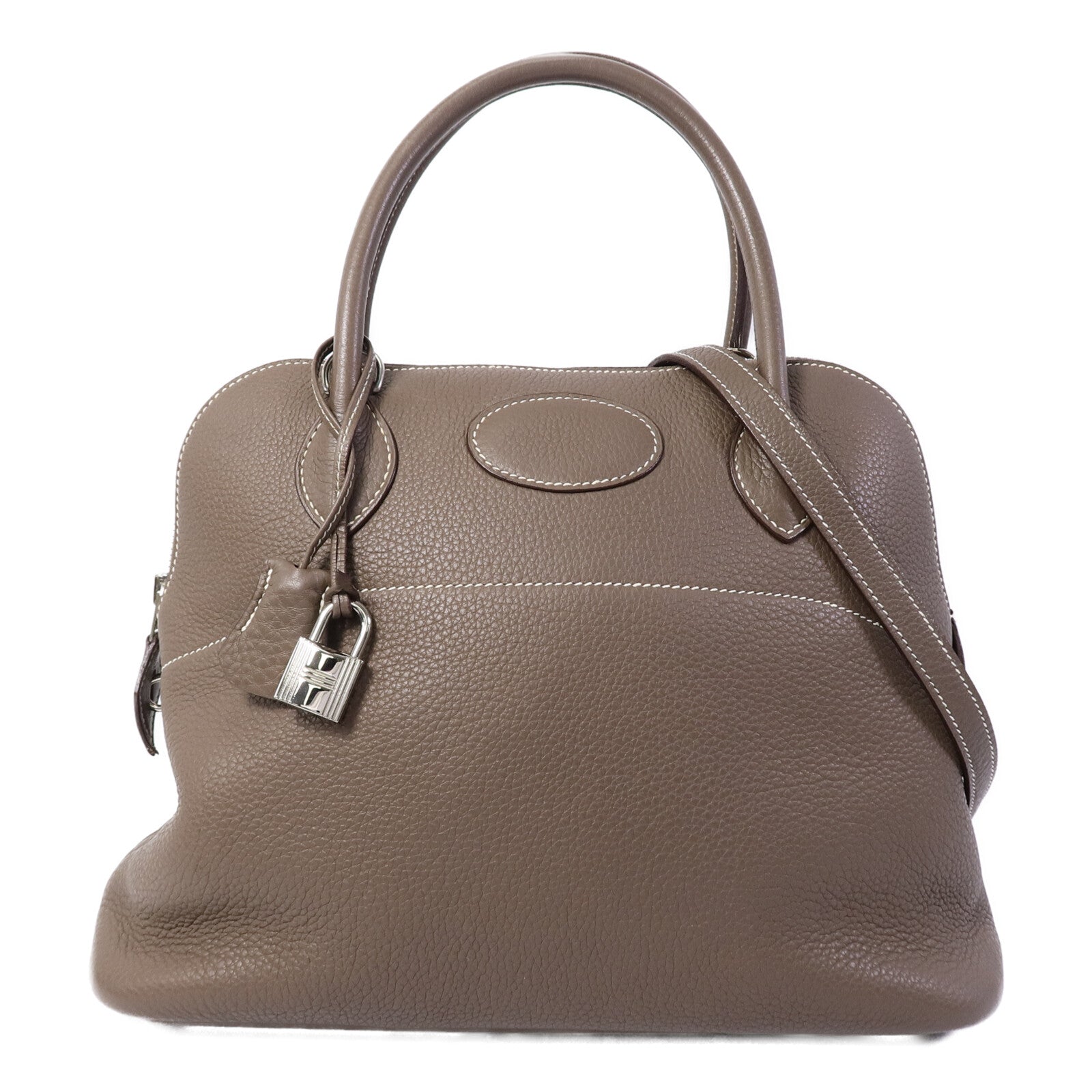 HERMES Clemence皮革Bolide 31手挽袋Etoupe