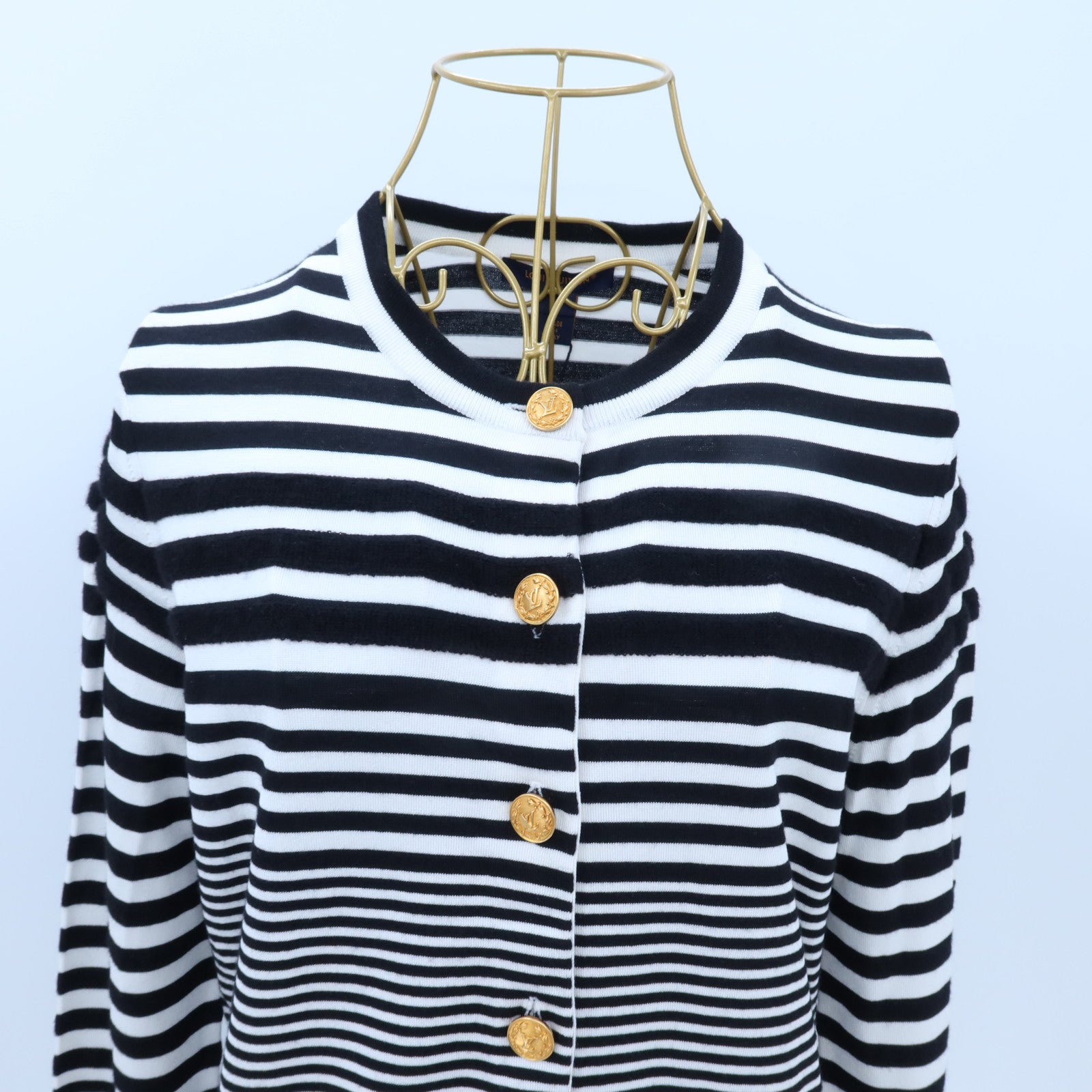 LOUIS VUITTON Silk/Wool Mixed Stripe Knit Cardigan針織