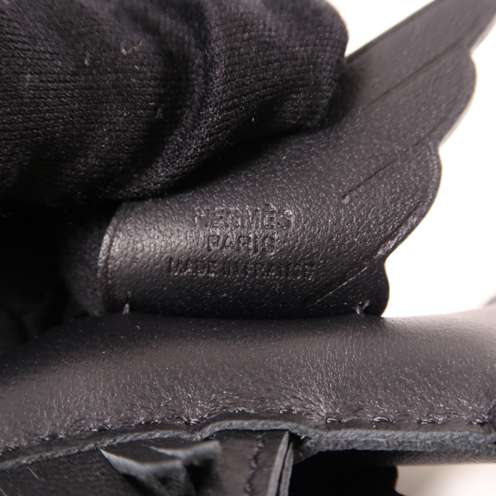 HERMES Swift皮革Rodeo Pegase PM Charm掛飾黑色