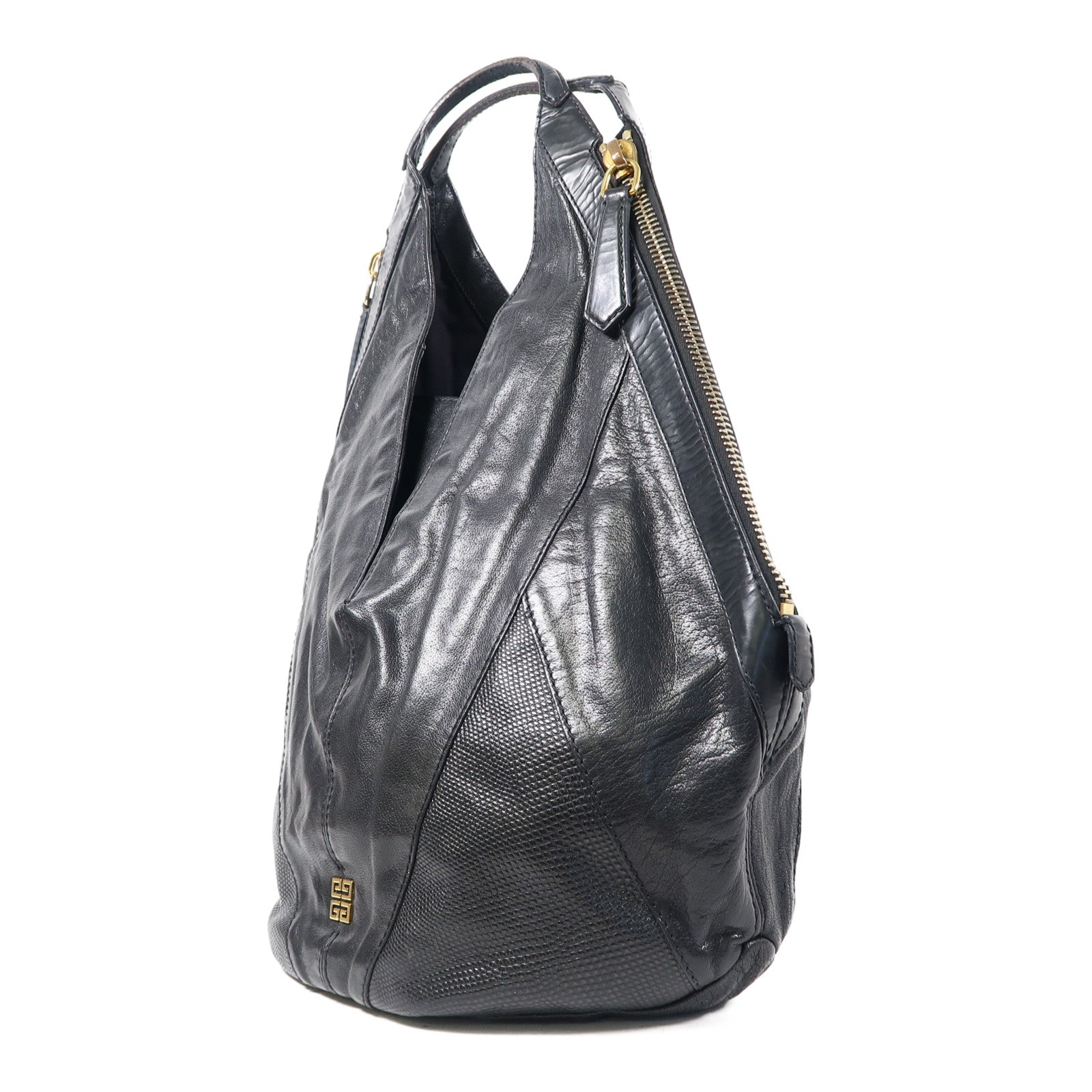 GIVENCHY 牛皮皮革Tote Bag金扣肩背袋黑色