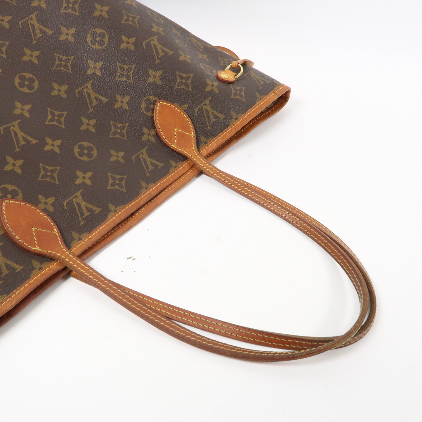 LOUIS VUITTON Monogram Neverfull MM金扣手挽袋啡色