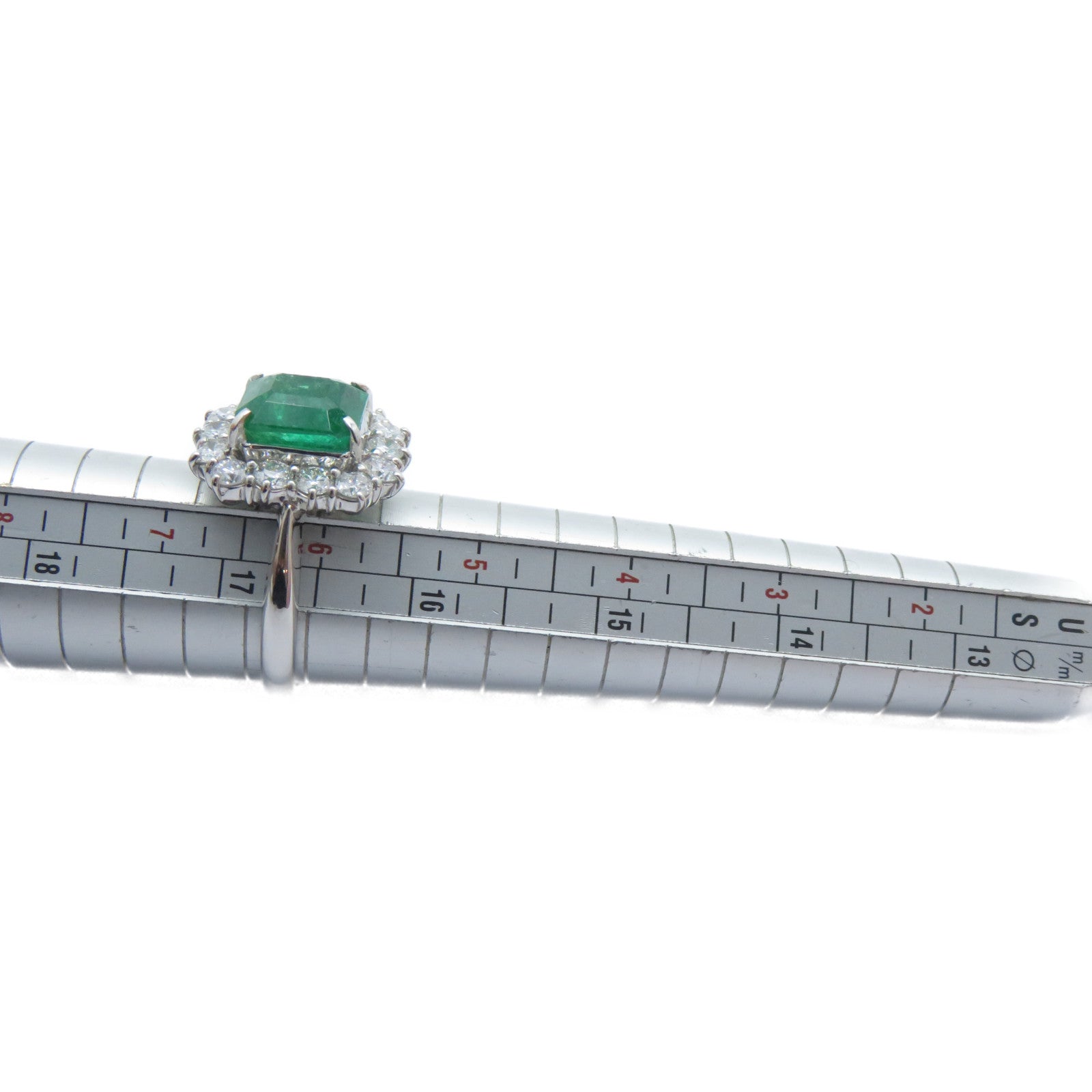 JEWELRY 【激減優惠】PT900鉑金Emerald Diamond Ring 3.89ct綠寶石/1.27ct鑽石戒指US#6.25