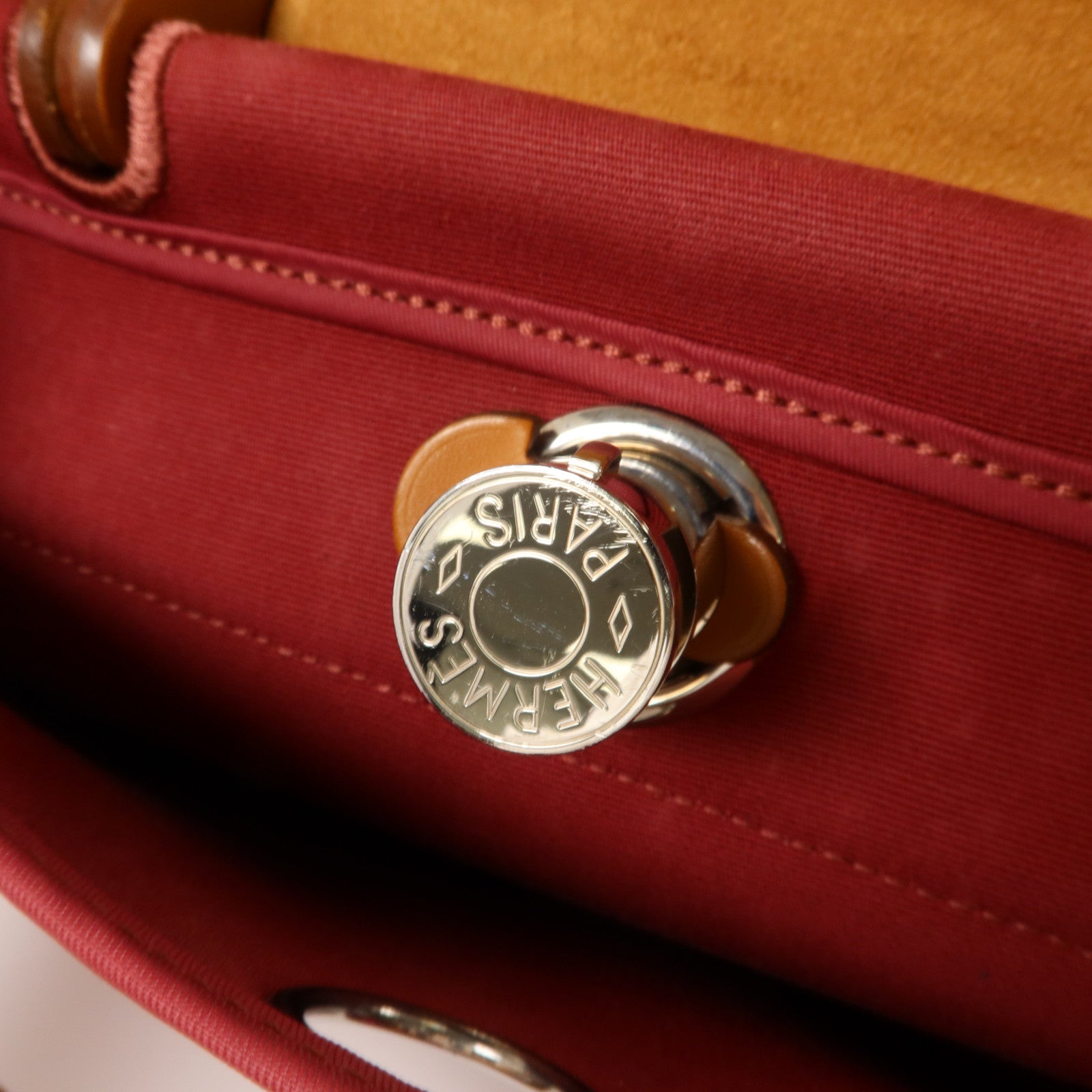 HERMES 帆布Herbag PM手挽肩背兩用袋Rubis/Fauve