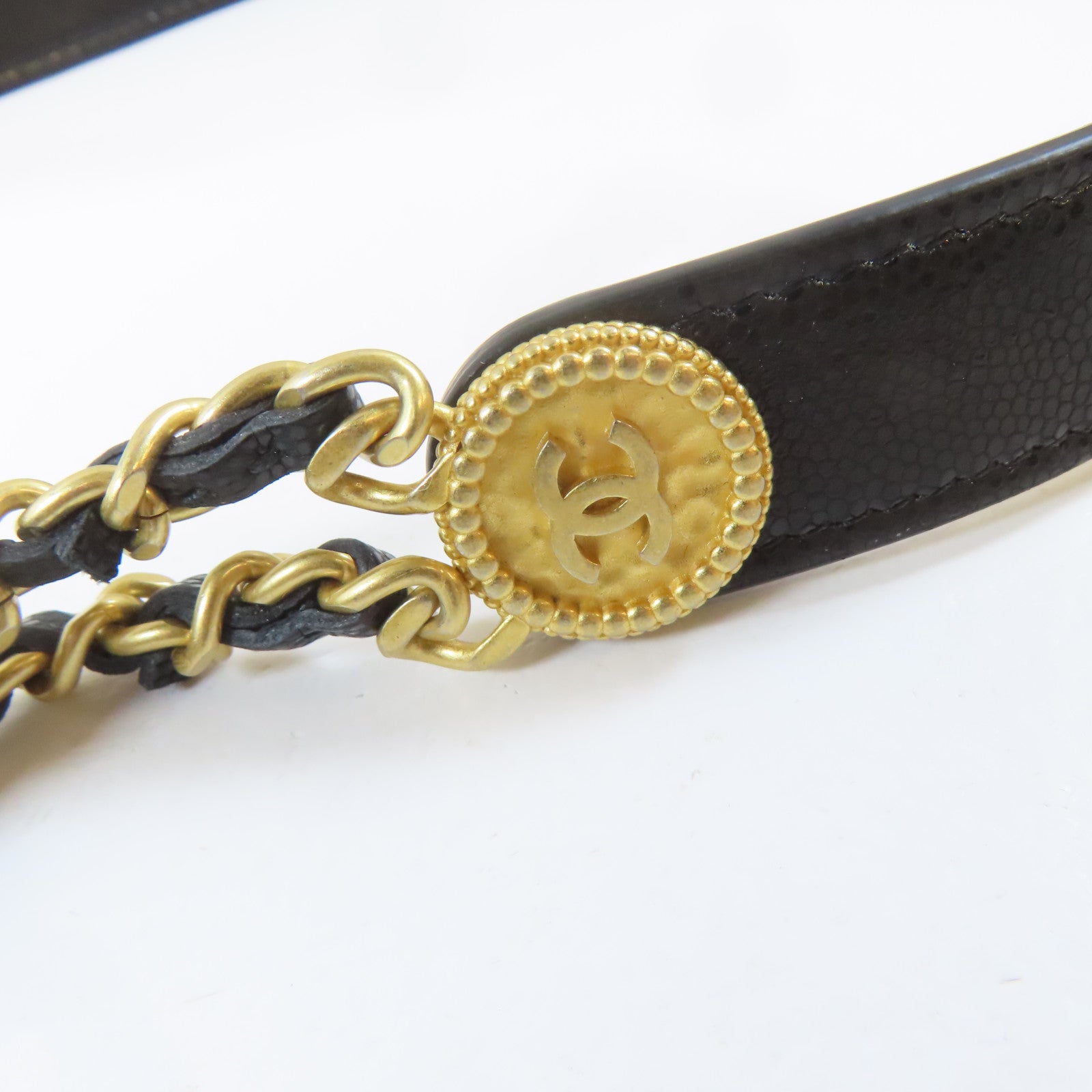 CHANEL 菱格牛皮皮革Wallet On Chain金扣鏈帶肩背袋黑色