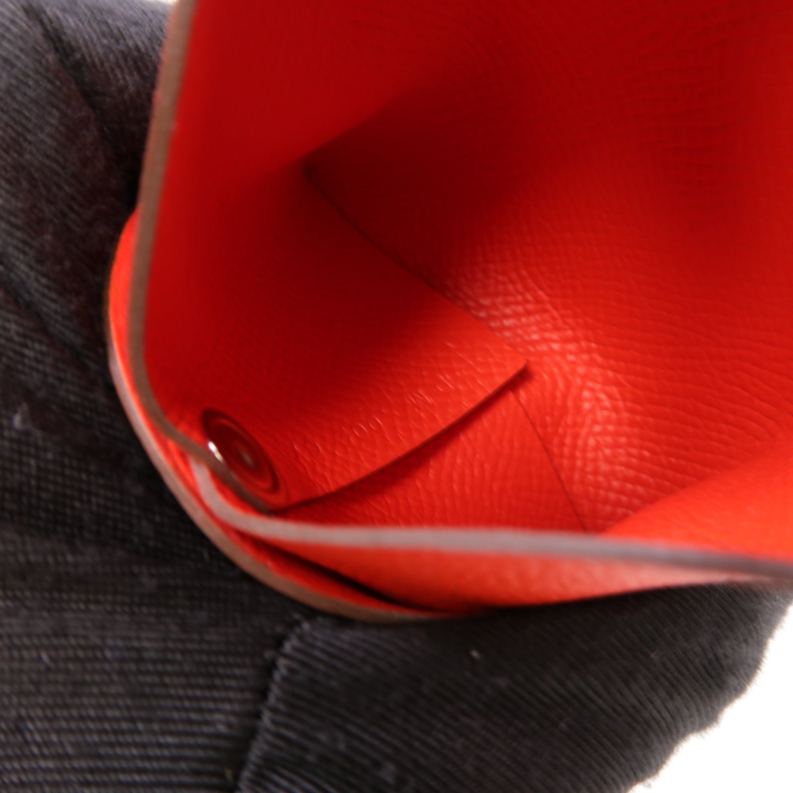 HERMES Epsom皮革Bastia銀扣零錢包Rouge Tomate紅色