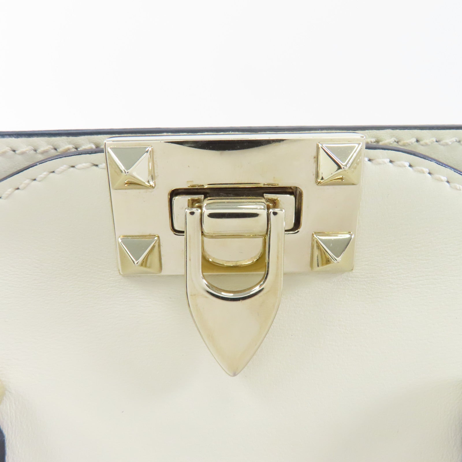 Valentino 牛皮皮革2Way Shoulder金扣手挽肩背兩用袋白色