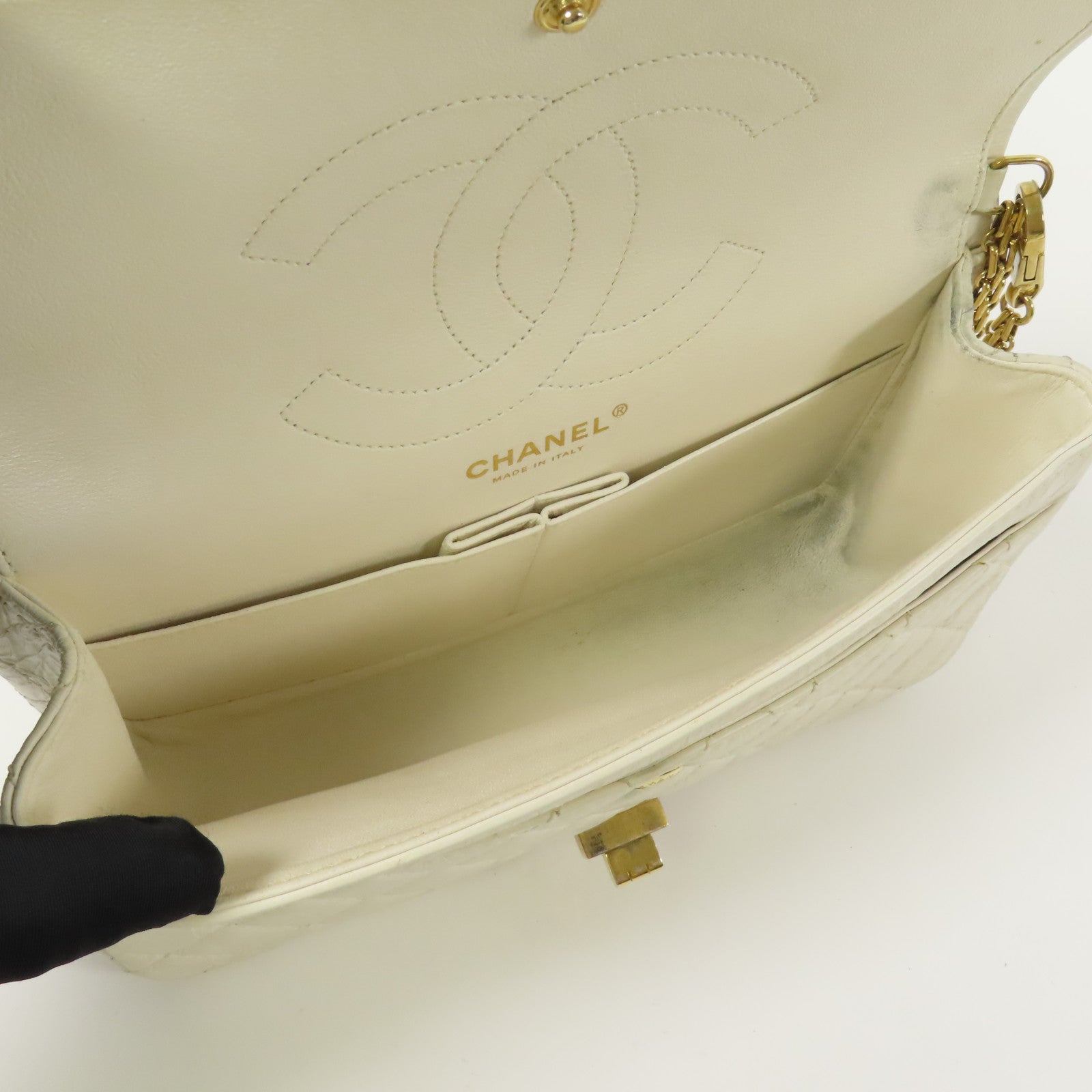 CHANEL 牛皮皮革2.55金扣鏈帶肩背袋