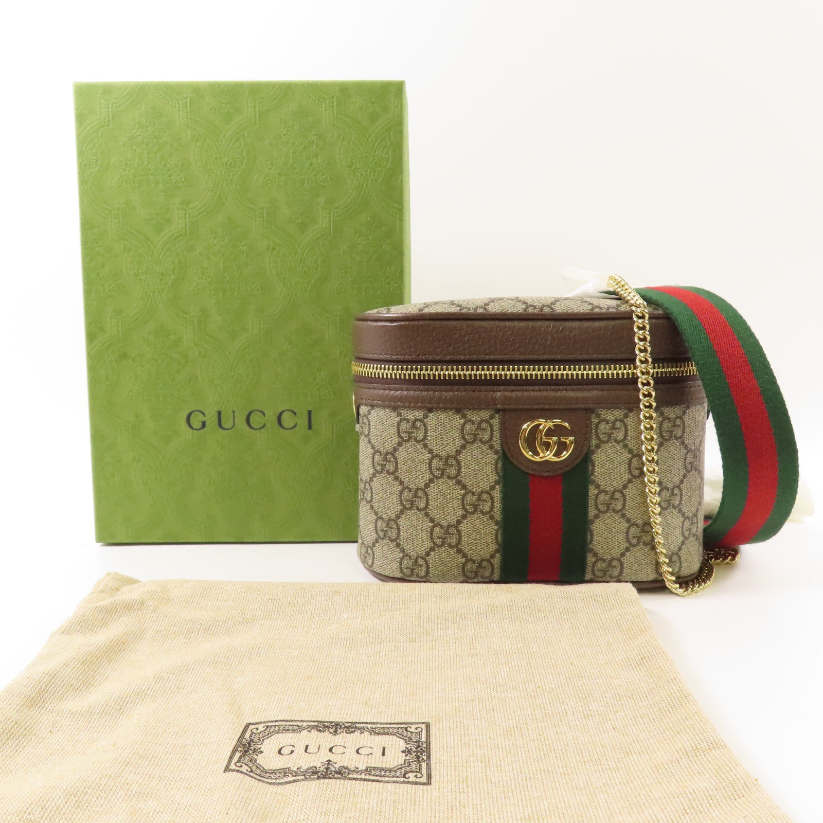 GUCCI 塗層帆布GG Supreme Ophidia金扣腰包/鏈帶肩背袋