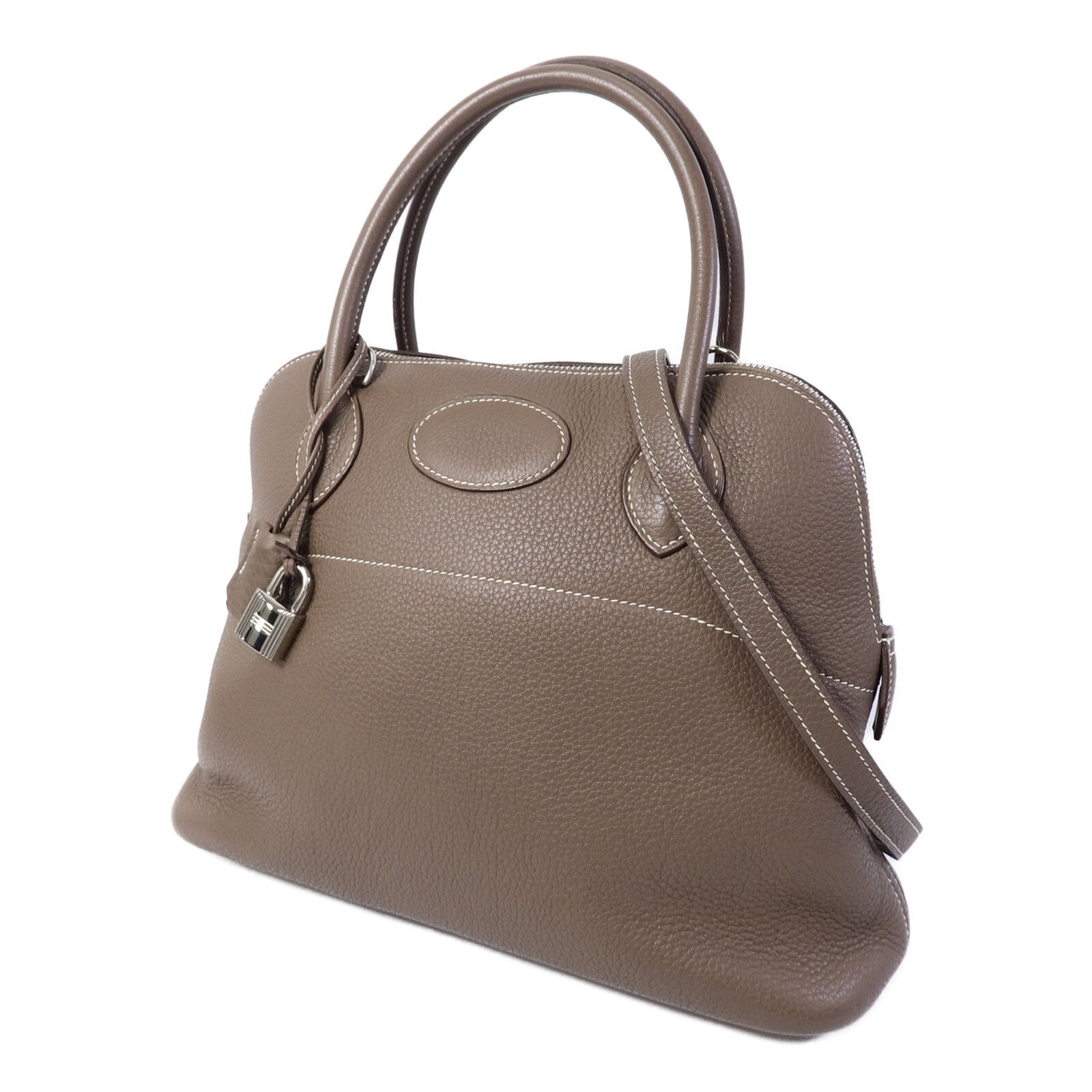 HERMES Clemence皮革Bolide 31手挽袋Etoupe