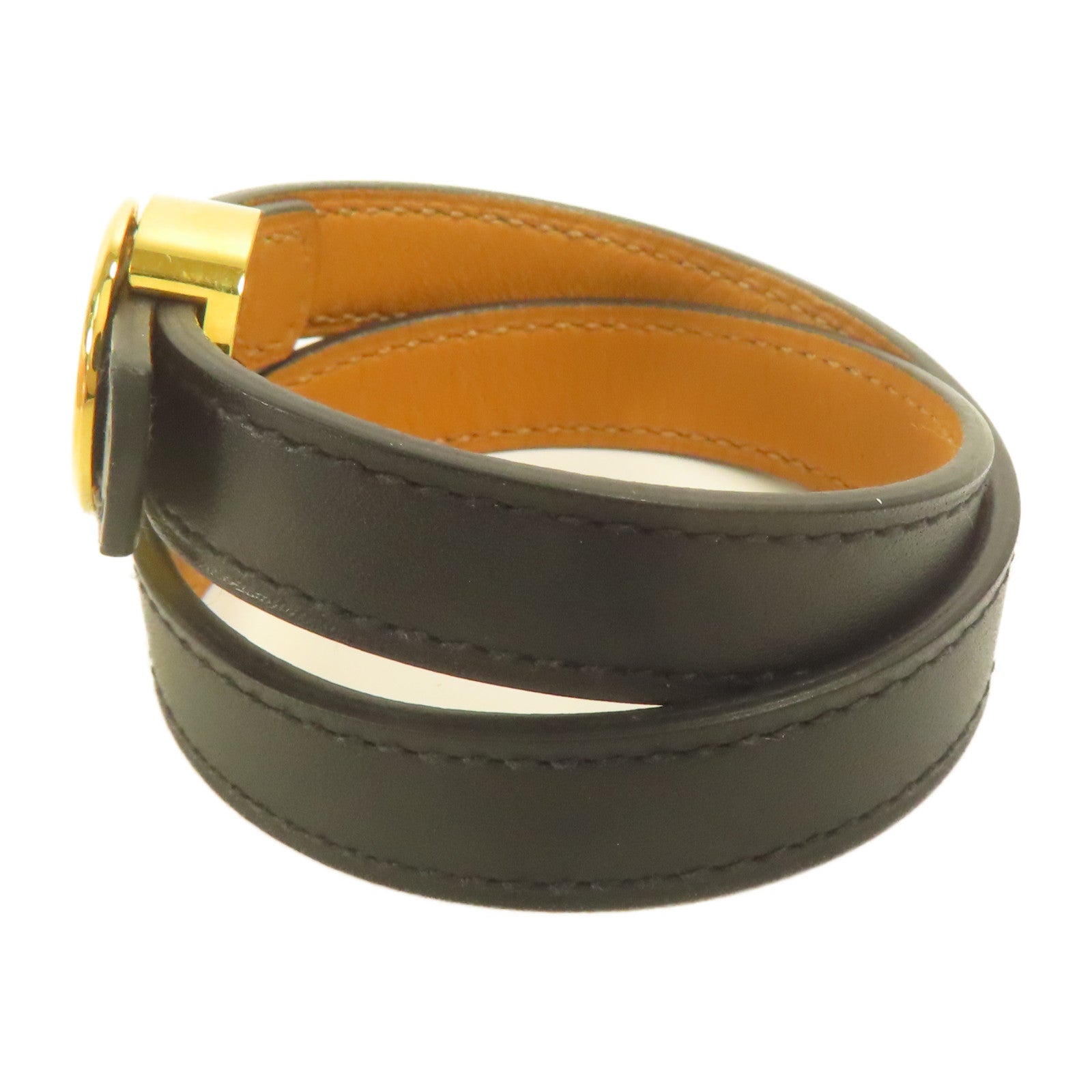 HERMES Swift皮革Bracelet金扣手帶Noir