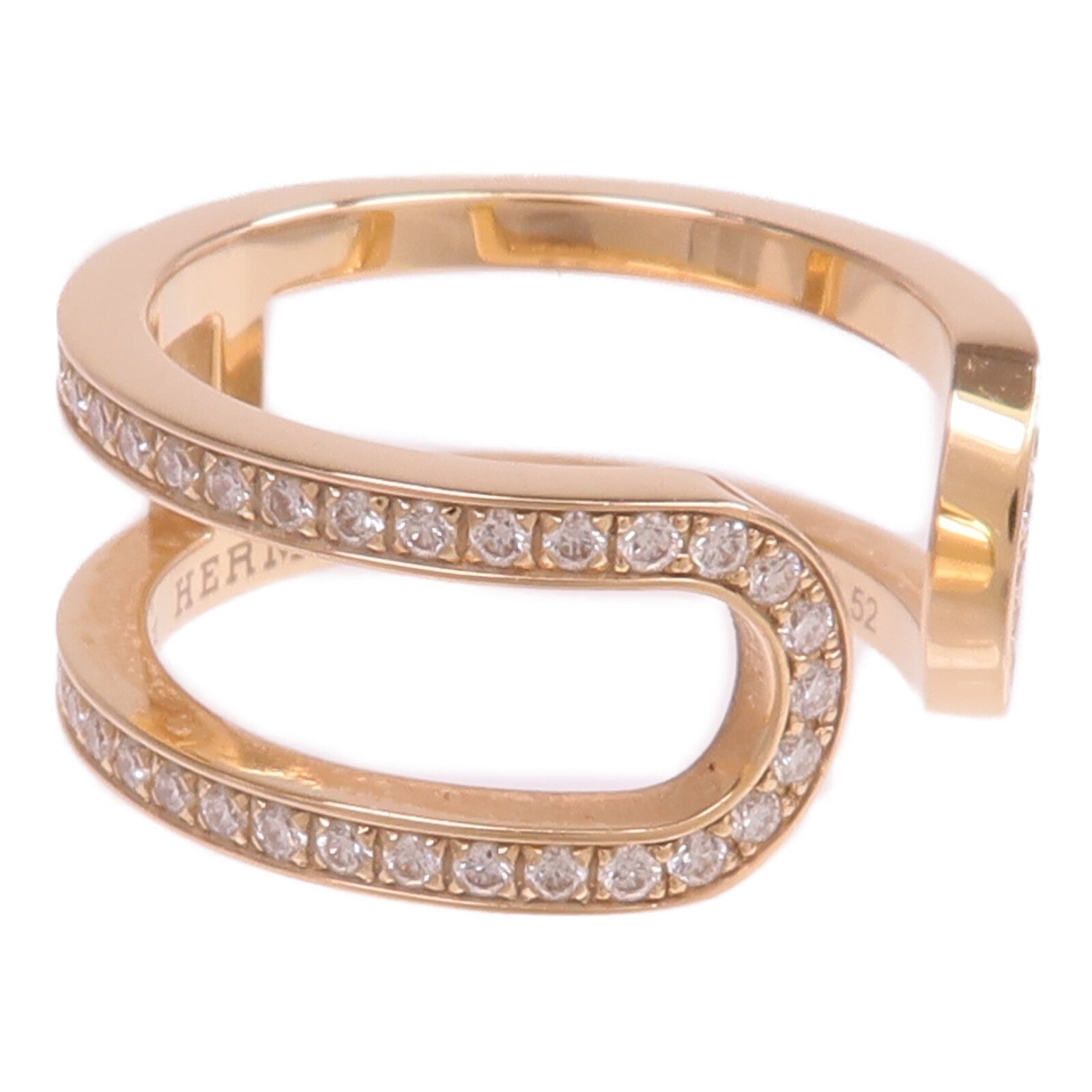 HERMES 【激減優惠】18K玫瑰金Ever Chaine d'ancre Ring鑽石戒指Hermes#52/US#6