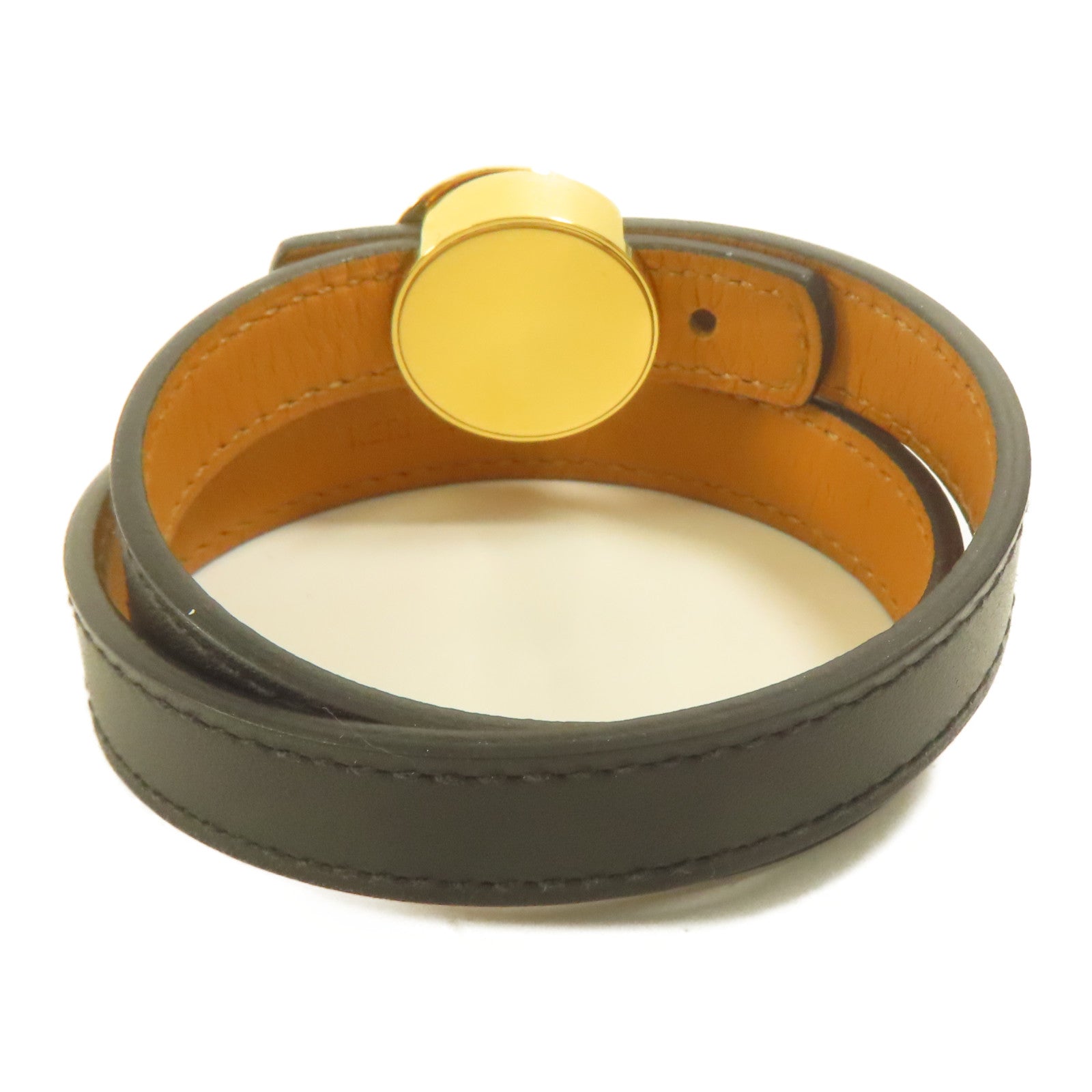 HERMES Swift皮革Bracelet金扣手帶Noir