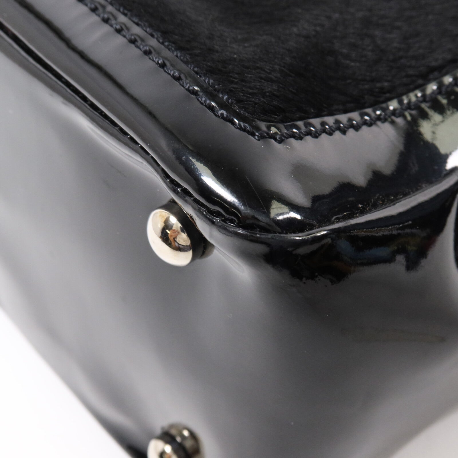 CHANEL 馬毛/漆皮皮革CC Pocket Tote鏈帶肩背袋
