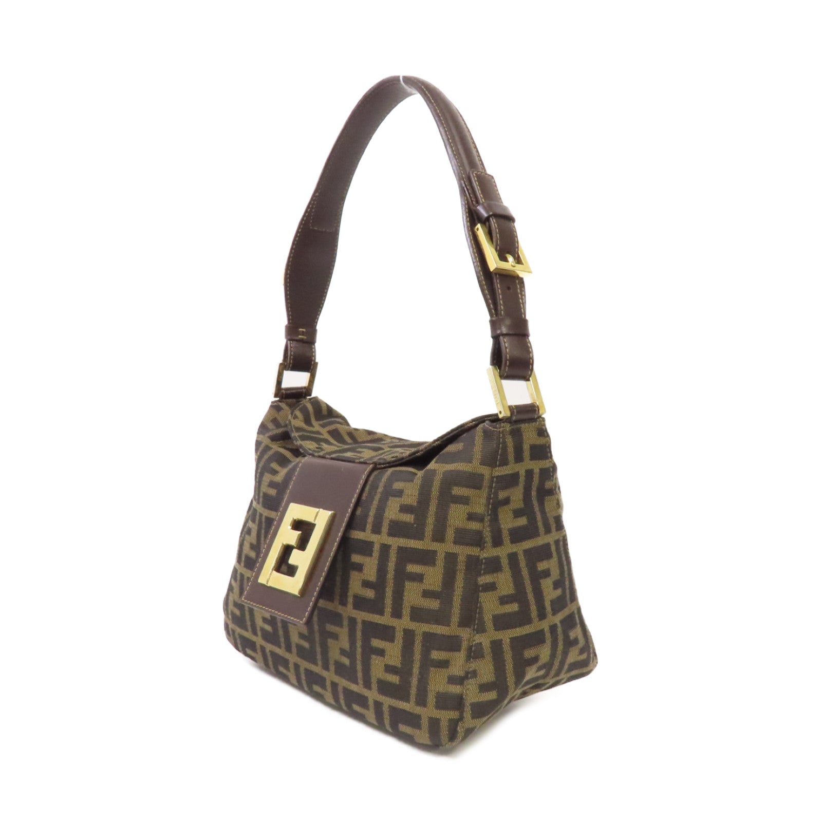 FENDI 帆布Shoulder Bag金扣肩背袋啡色