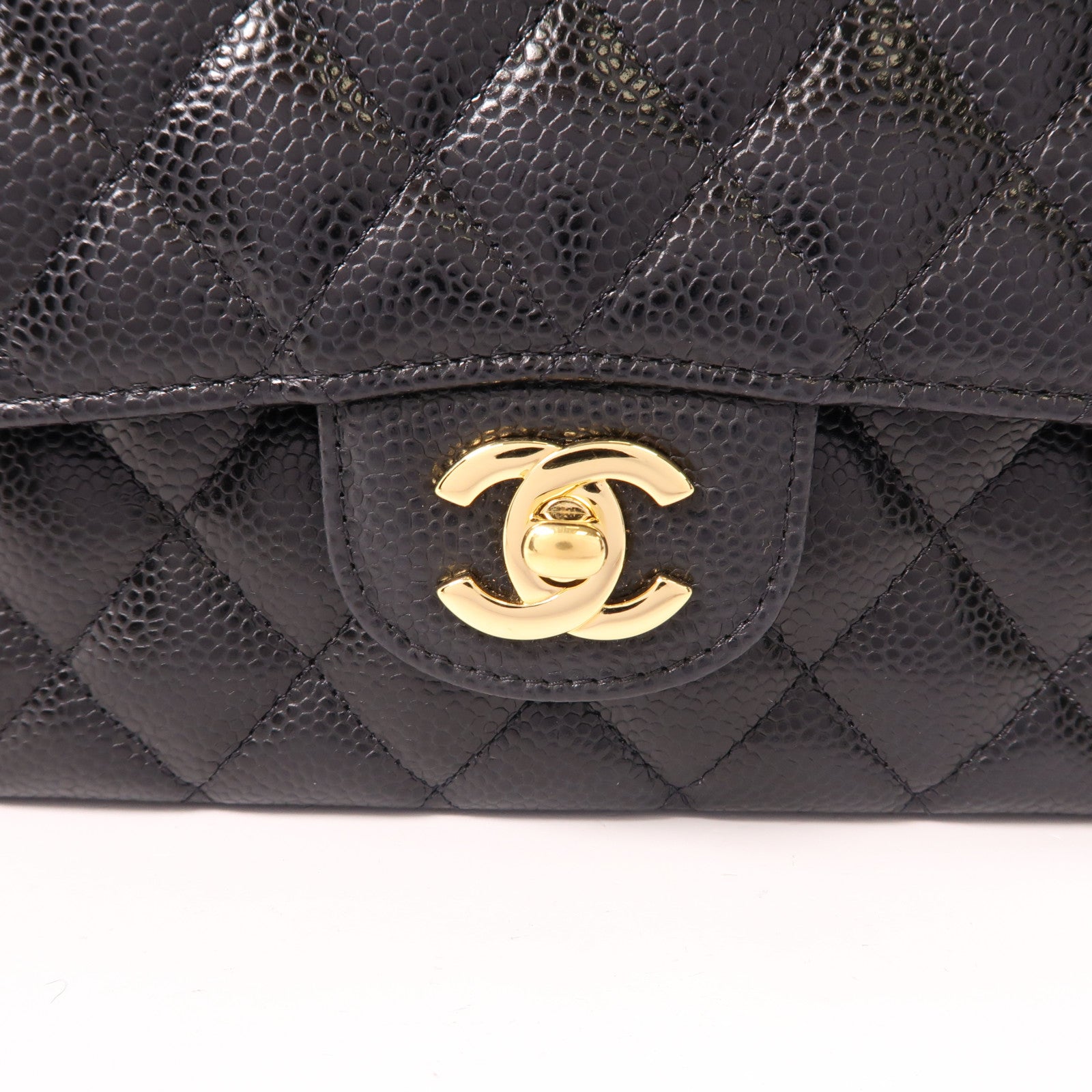 CHANEL 菱格牛皮皮革Classic 25金扣鏈帶肩背袋黑色