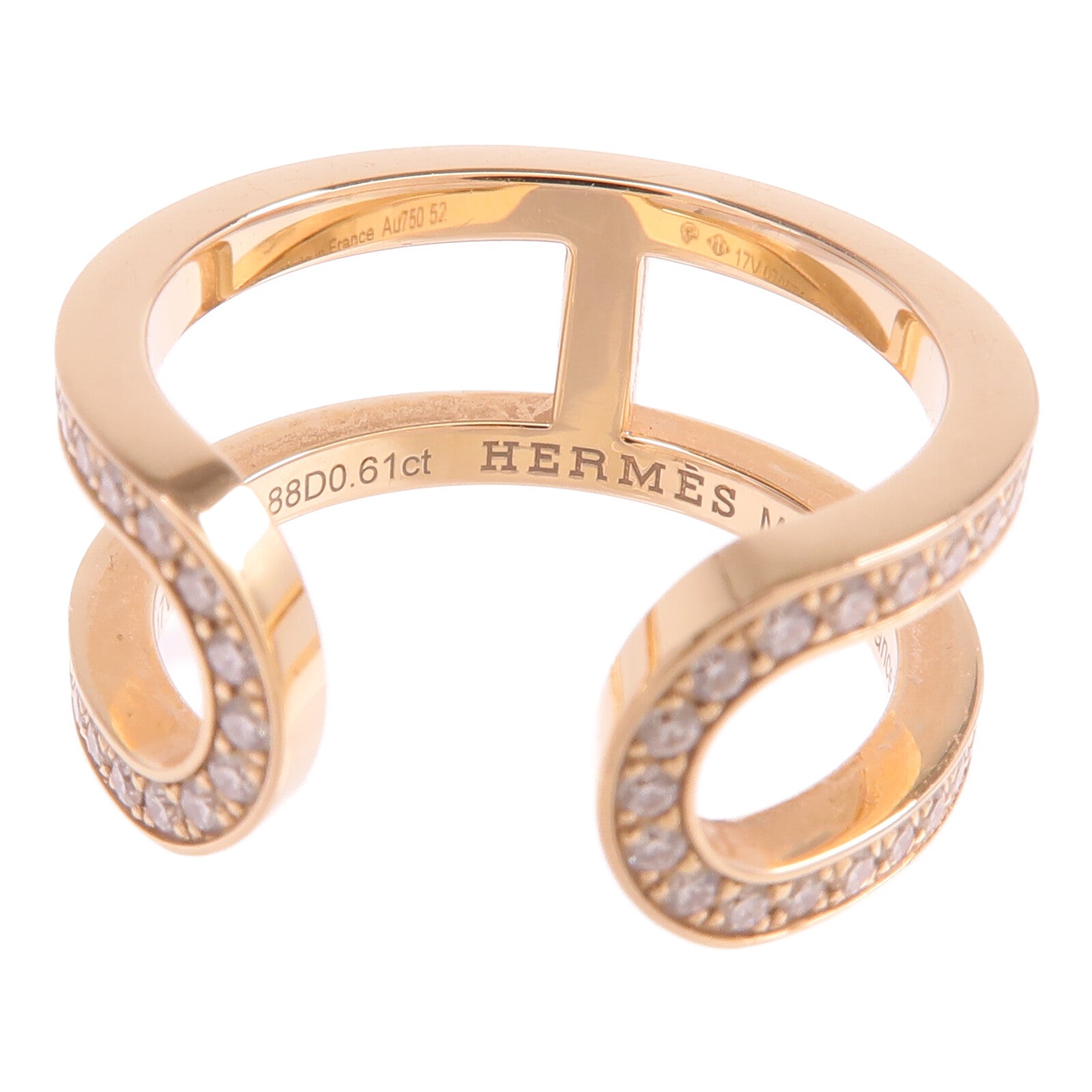 HERMES 【激減優惠】18K玫瑰金Ever Chaine d'ancre Ring鑽石戒指Hermes#52/US#6