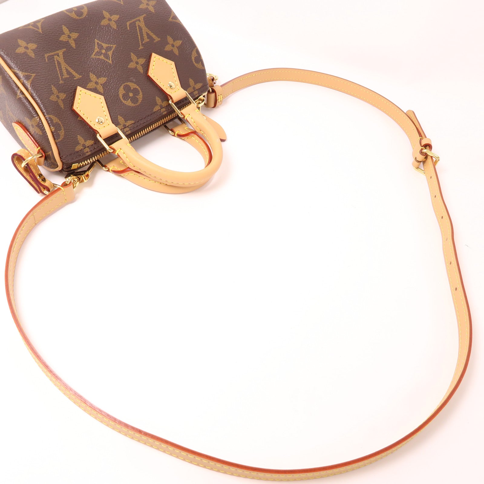 LOUIS VUITTON Monogram Nano Speedy金扣手挽肩背兩用袋