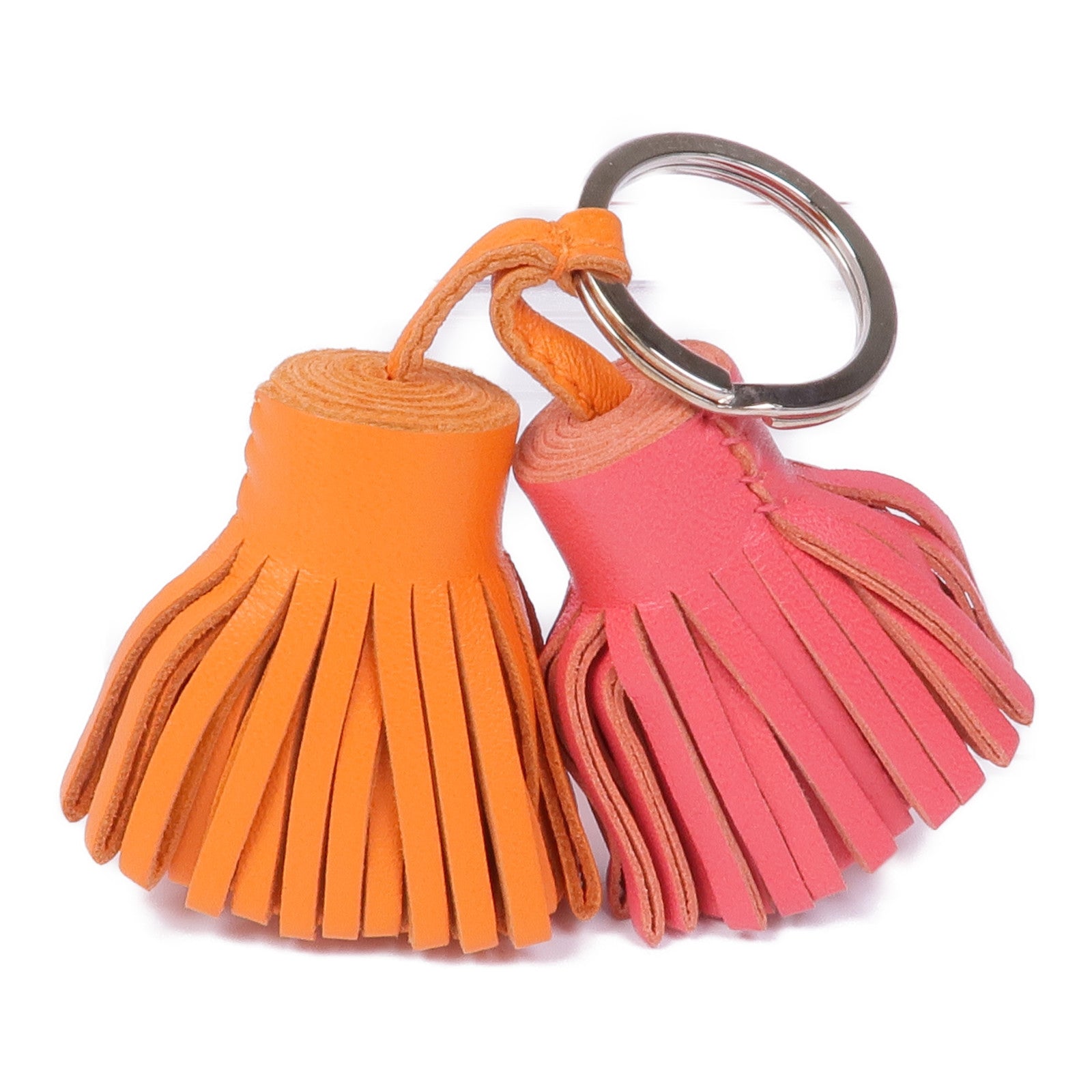 HERMES Swift皮革Double Carmen銀扣掛飾Rose Jaipur/Orange