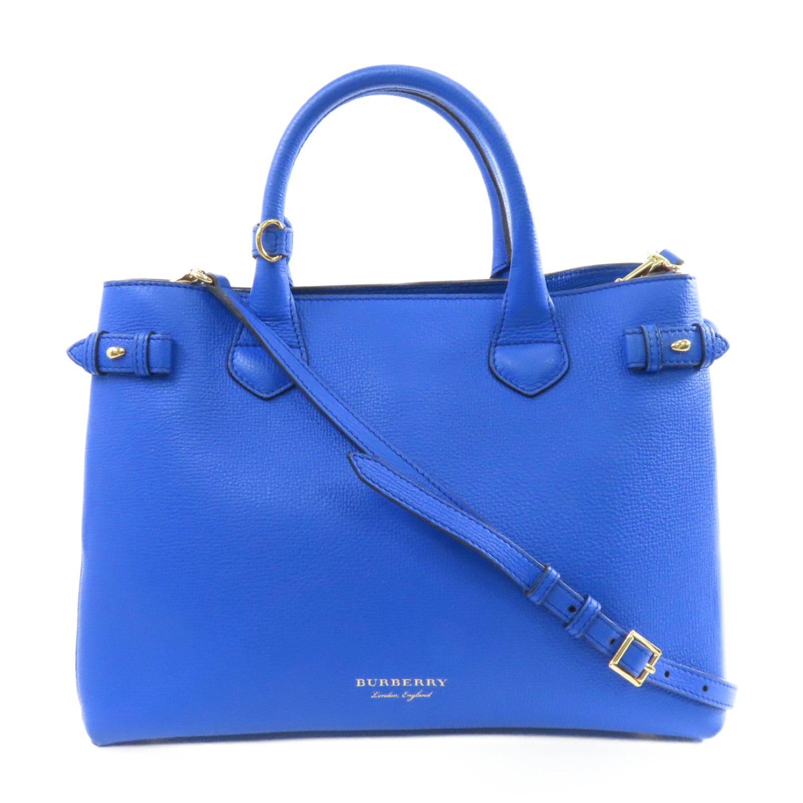 BURBERRY 牛皮皮革2way Shoulder Bag金扣手挽肩背兩用袋藍色