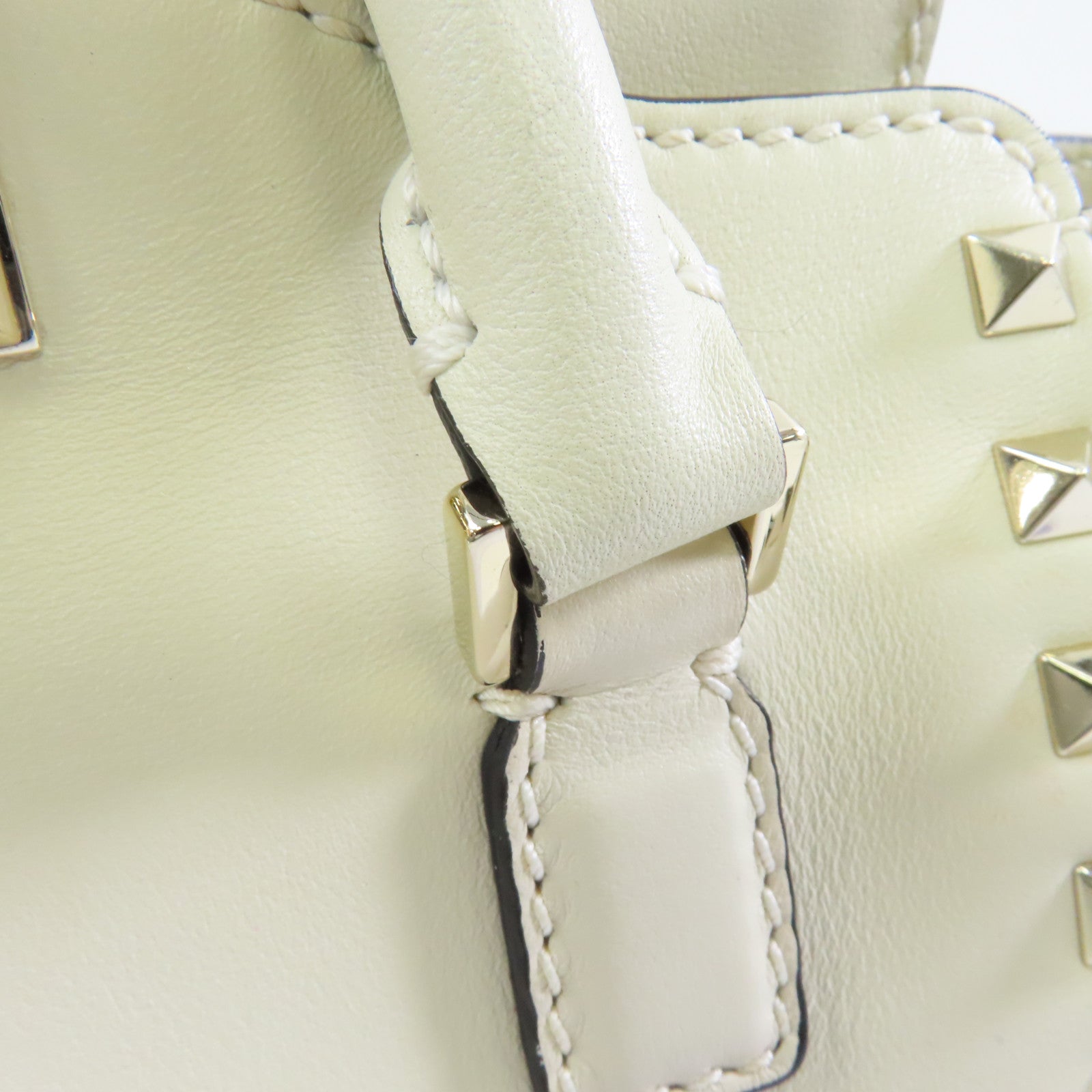 Valentino 牛皮皮革2Way Shoulder金扣手挽肩背兩用袋白色