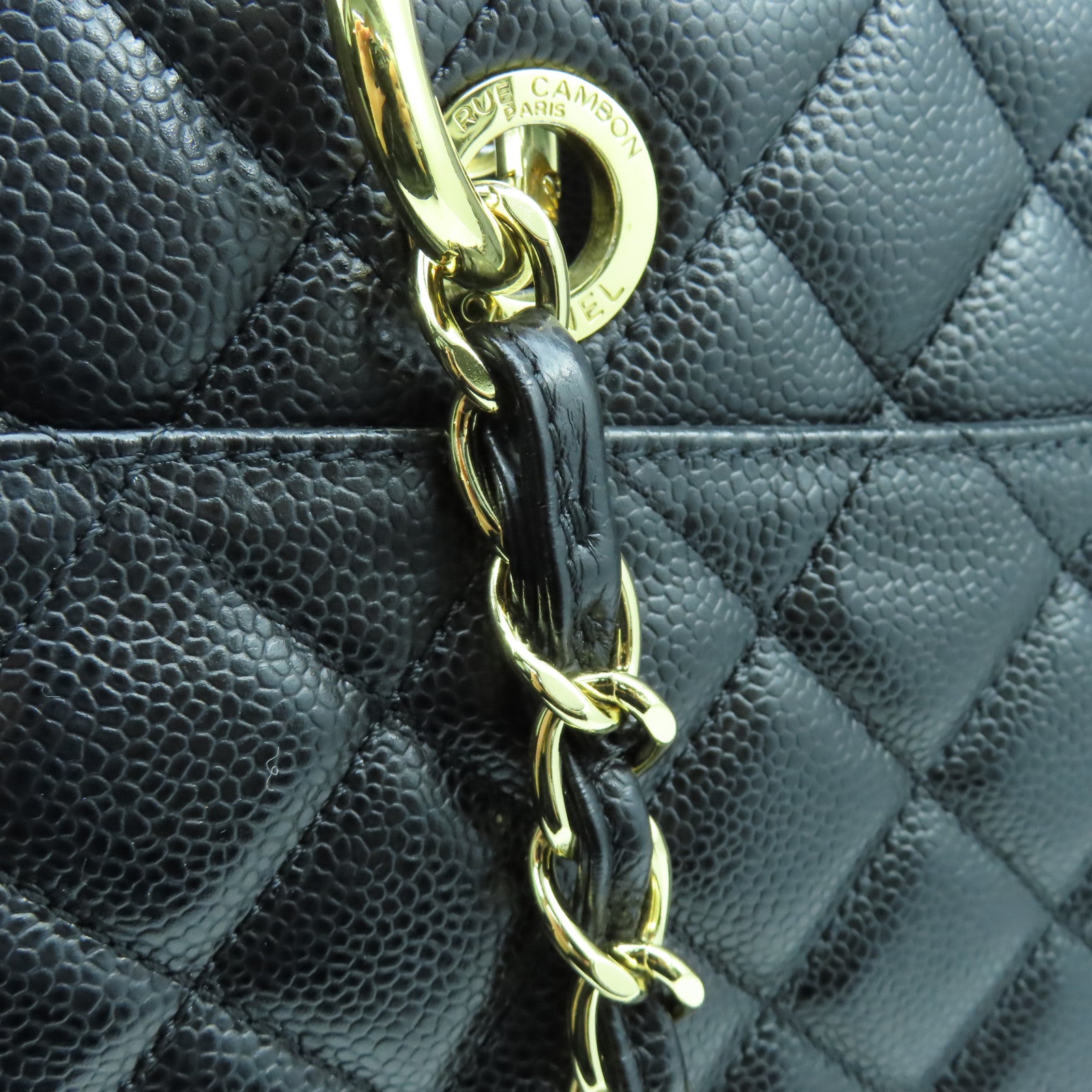 CHANEL 菱格Caviar皮革GST 40cm金扣手挽袋/肩背袋黑色