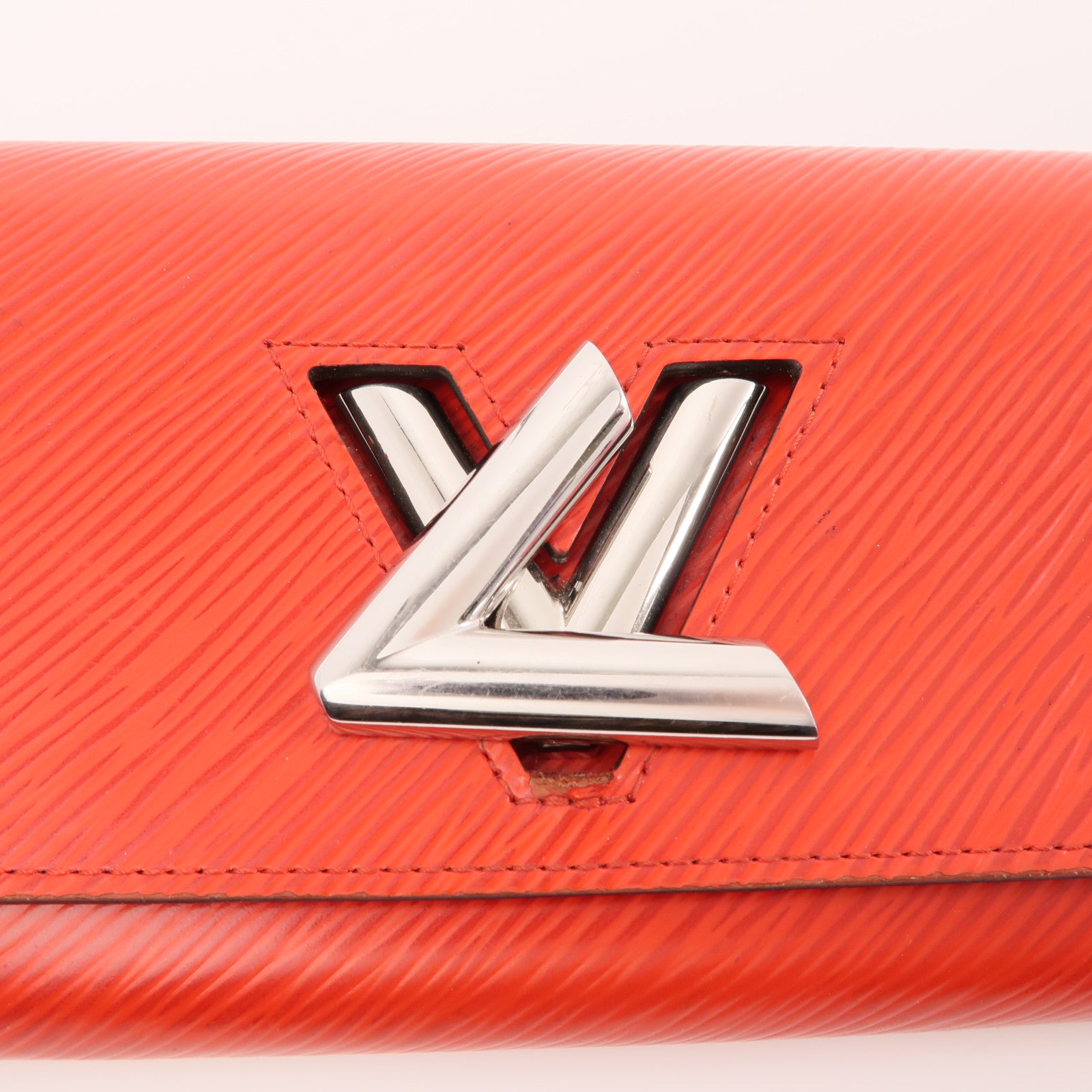 LOUIS VUITTON Epi Portefeuille Twist銀扣長錢包紅色