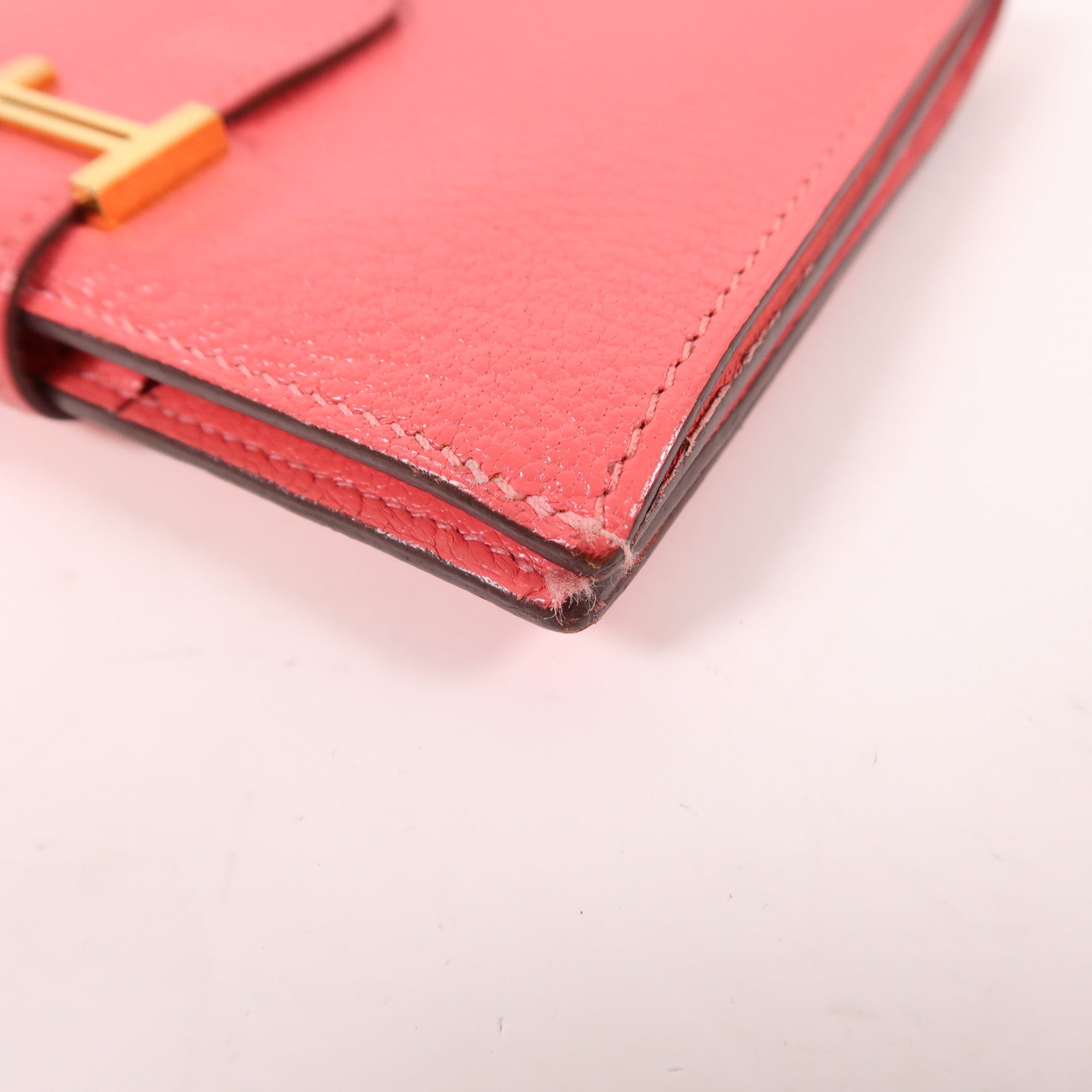 HERMES Chevre皮革Bearn Compact Wallet金扣錢包