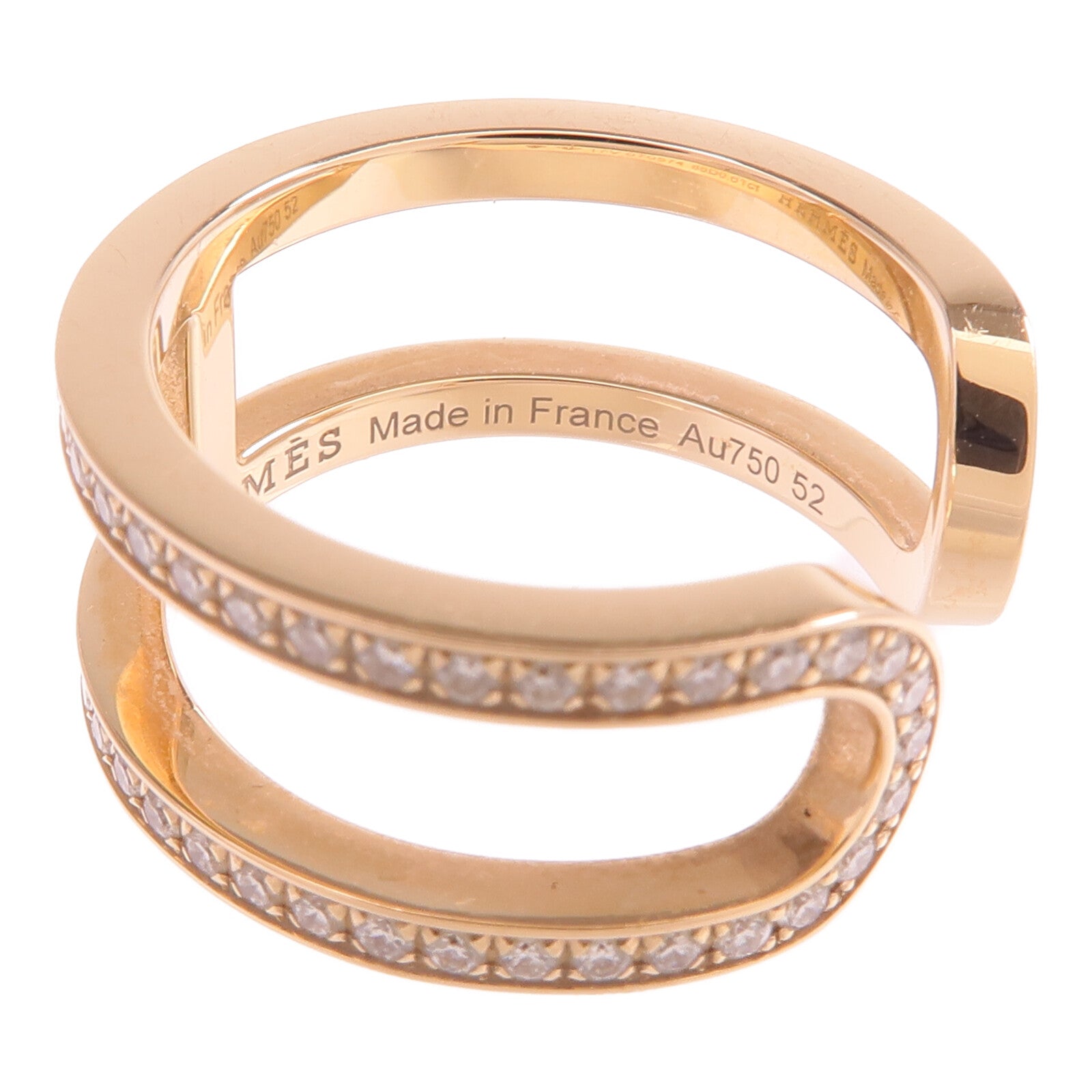 HERMES 【激減優惠】18K玫瑰金Ever Chaine d'ancre Ring鑽石戒指Hermes#52/US#6