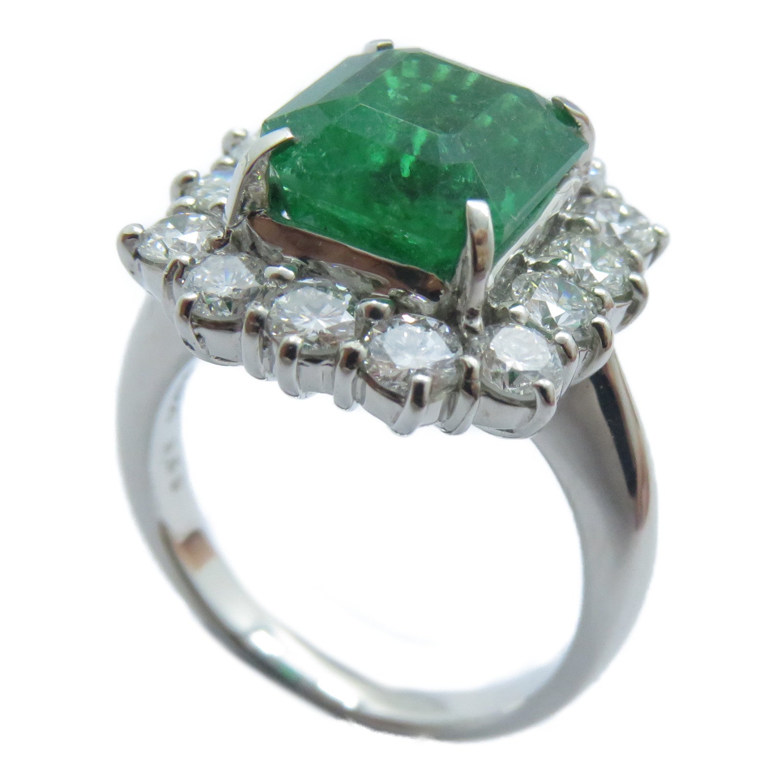 JEWELRY 【激減優惠】PT900鉑金Emerald Diamond Ring 3.89ct綠寶石/1.27ct鑽石戒指US#6.25