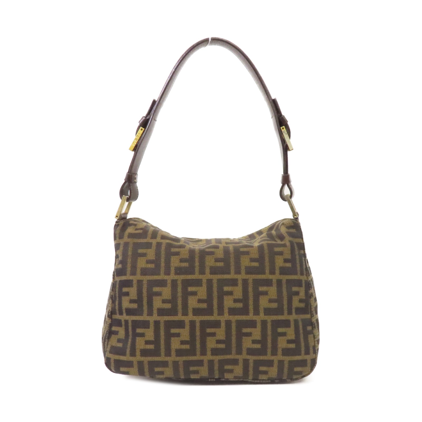 FENDI 帆布Shoulder Bag金扣肩背袋啡色