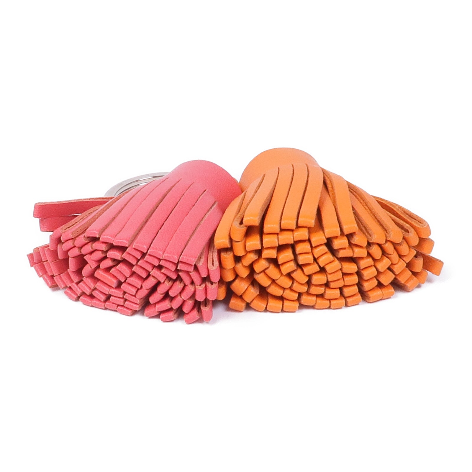 HERMES Swift皮革Double Carmen銀扣掛飾Rose Jaipur/Orange
