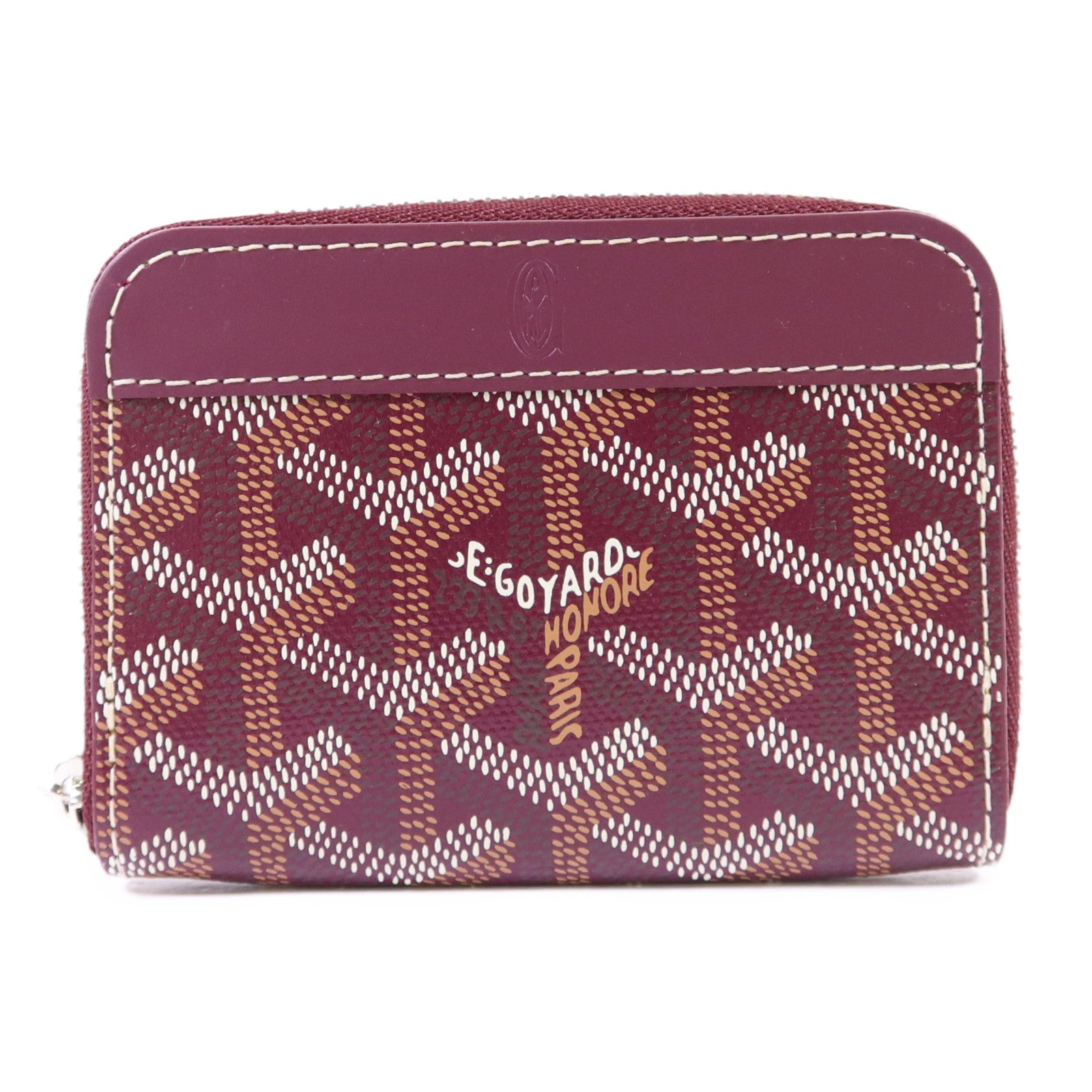 GOYARD 塗層帆布/牛皮皮革Matignon Mini Wallet銀扣錢包