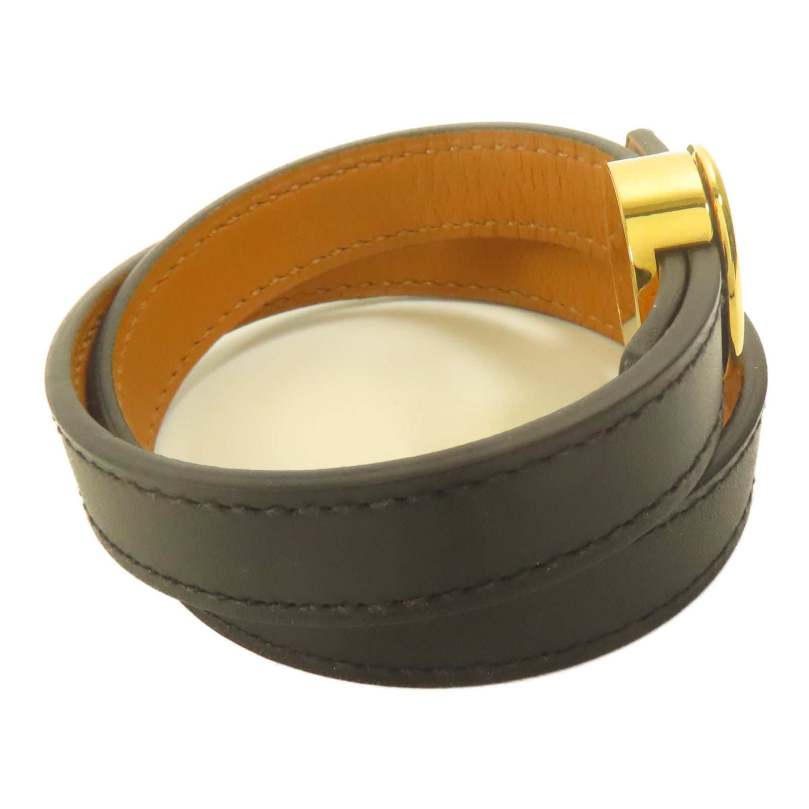 HERMES Swift皮革Bracelet金扣手帶Noir