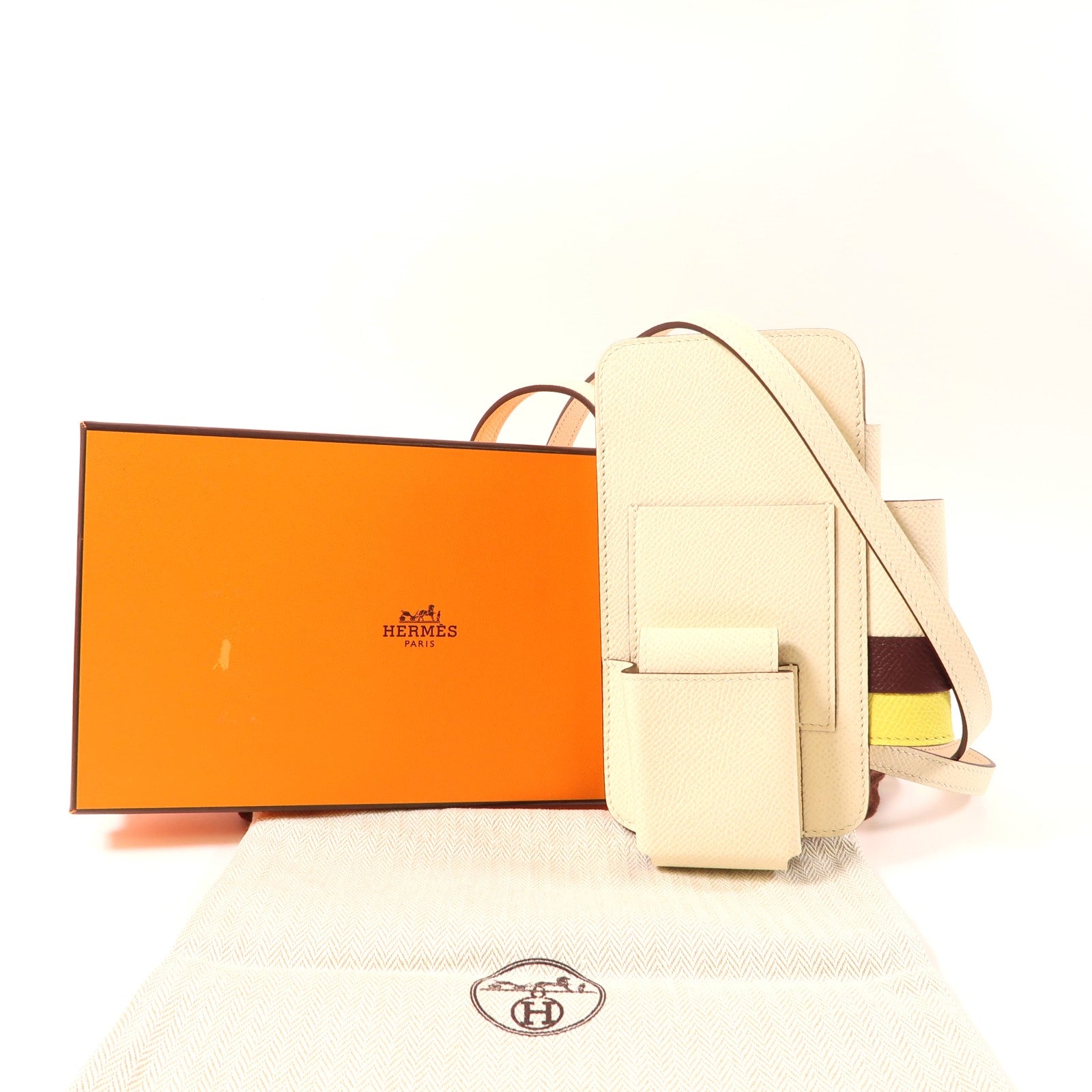 HERMES 【激減優惠】Epsom皮革Hermesway銀扣肩背袋白色