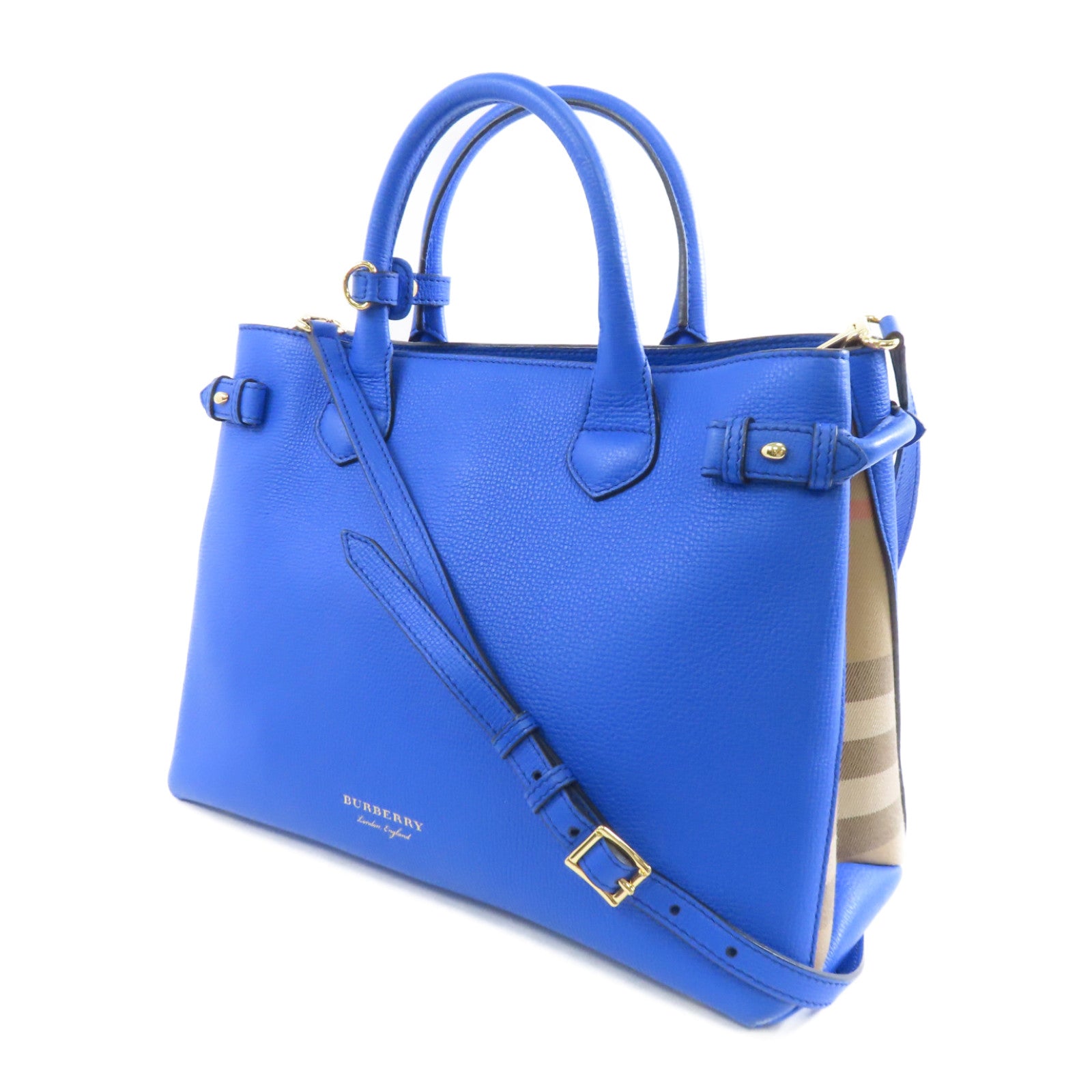 BURBERRY 牛皮皮革2way Shoulder Bag金扣手挽肩背兩用袋藍色